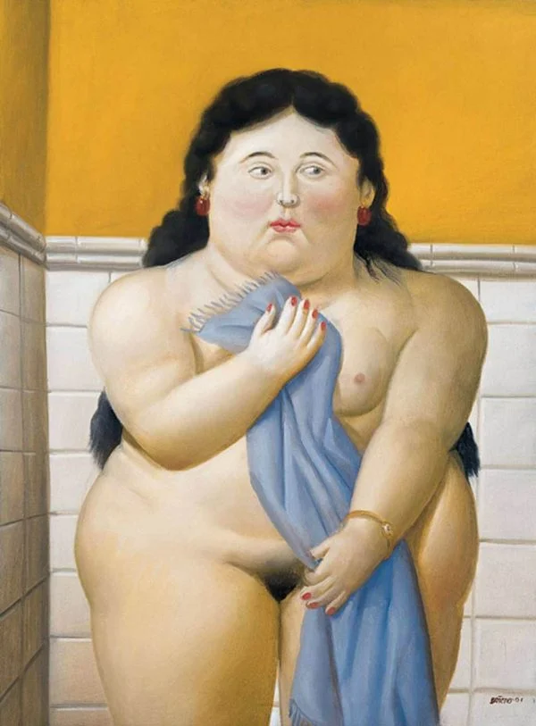 Fernando Botero - Woman in the Bathroom - reproduction of famous painting by famous artist, hand painted painting on canvas - oil painting
