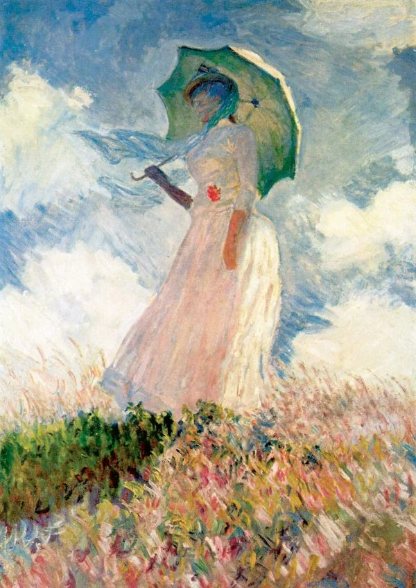 Claude Monet - Woman with a Parasol (Facing Left) - reproduction of famous painting by famous artist, hand painted painting on canvas - oil painting