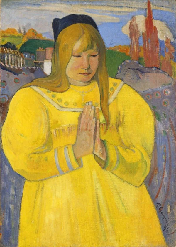 Paul Gauguin - Young Christian Girl (Bretonne en Prière) - Reprodukcije slikarjev, ročno naslikane stenske slike, olje na platnu, oljne slike, umetniške slike, moderne slike za na steno, ambientalne slike, abstraktne slike, dekorativne slike