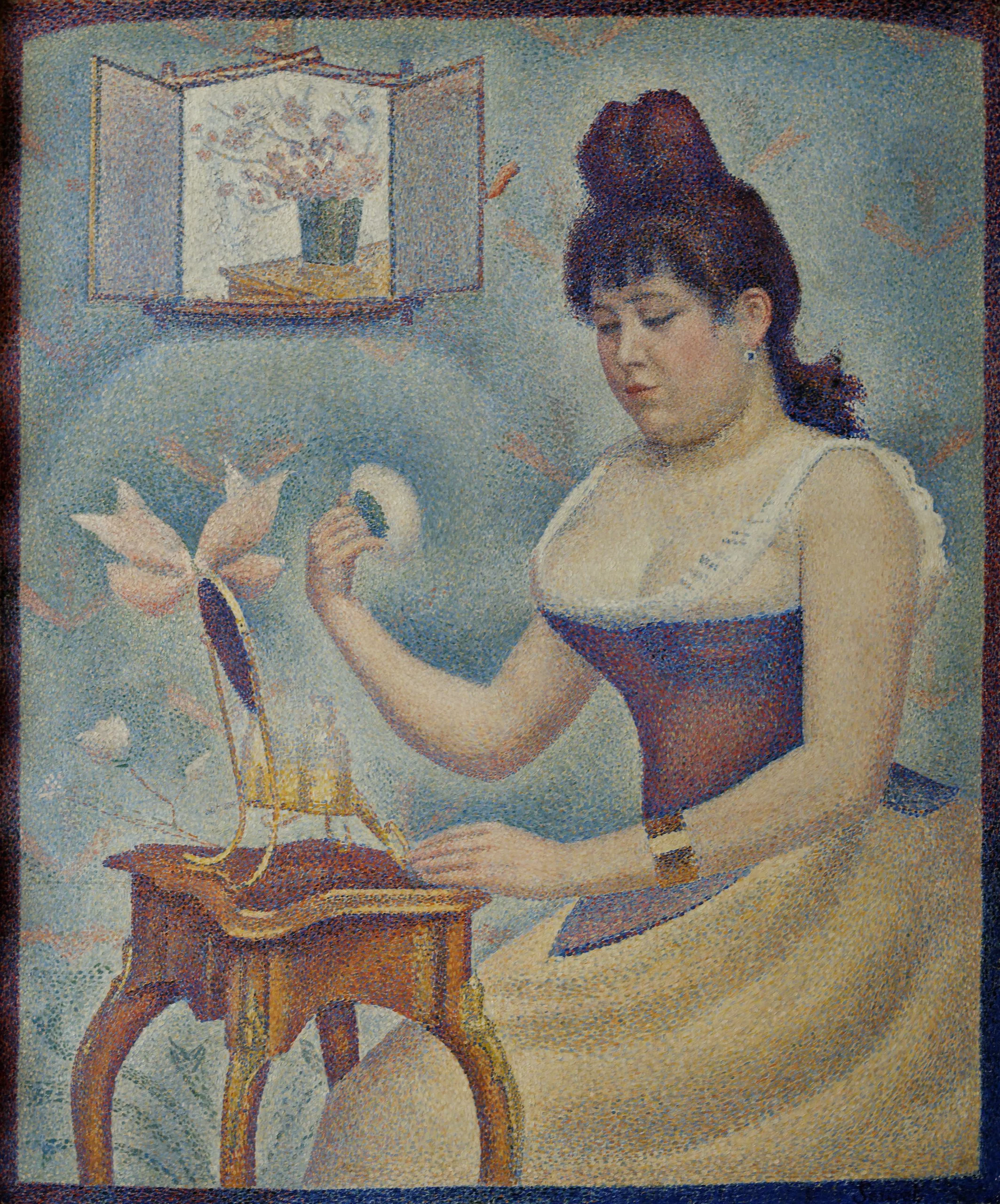 Georger Seurat - Young Woman Powdering Herself - Reprodukcije slikarjev, ročno naslikane stenske slike, olje na platnu, oljne slike, umetniške slike, moderne slike za na steno, ambientalne slike, abstraktne slike, dekorativne slike