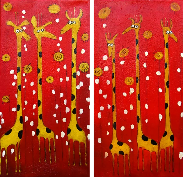 Kinderwandgemälde auf Leinwand, Wandgemälde, Kunstgemälde, moderne Gemälde, Ambientegemälde, abstrakte Gemälde, dekorative Wandgemälde, Gemälde kaufen und verkaufen – Giraffen