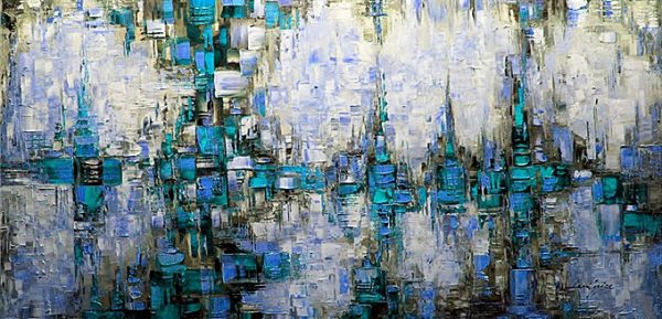 Slike na platnu - modrina pomirja - umetniške slike - moderne slike, ambientalne slike za na steno, abstraktne slike, dekorativne stenske slike, nakup in prodaja slik