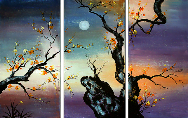 Decorative Ambient Artwork - Moonlight Painting Modern wall art, artistic paintings for the wall