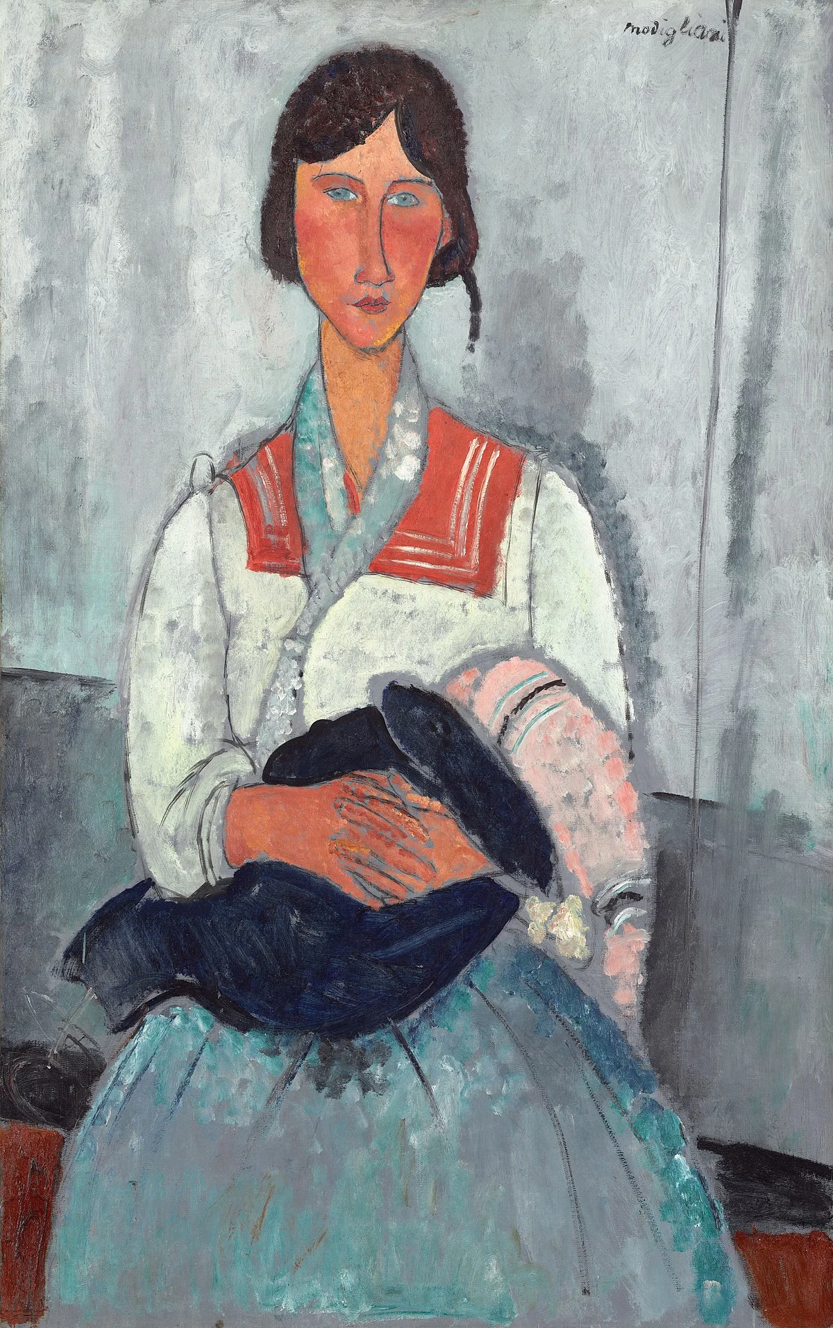 Reprodukcije znanih slikarjev, moderne stenske slike, umetniške slike za na steno Amedeo_Modigliani_-_Gypsy_Woman_with_Baby_1919