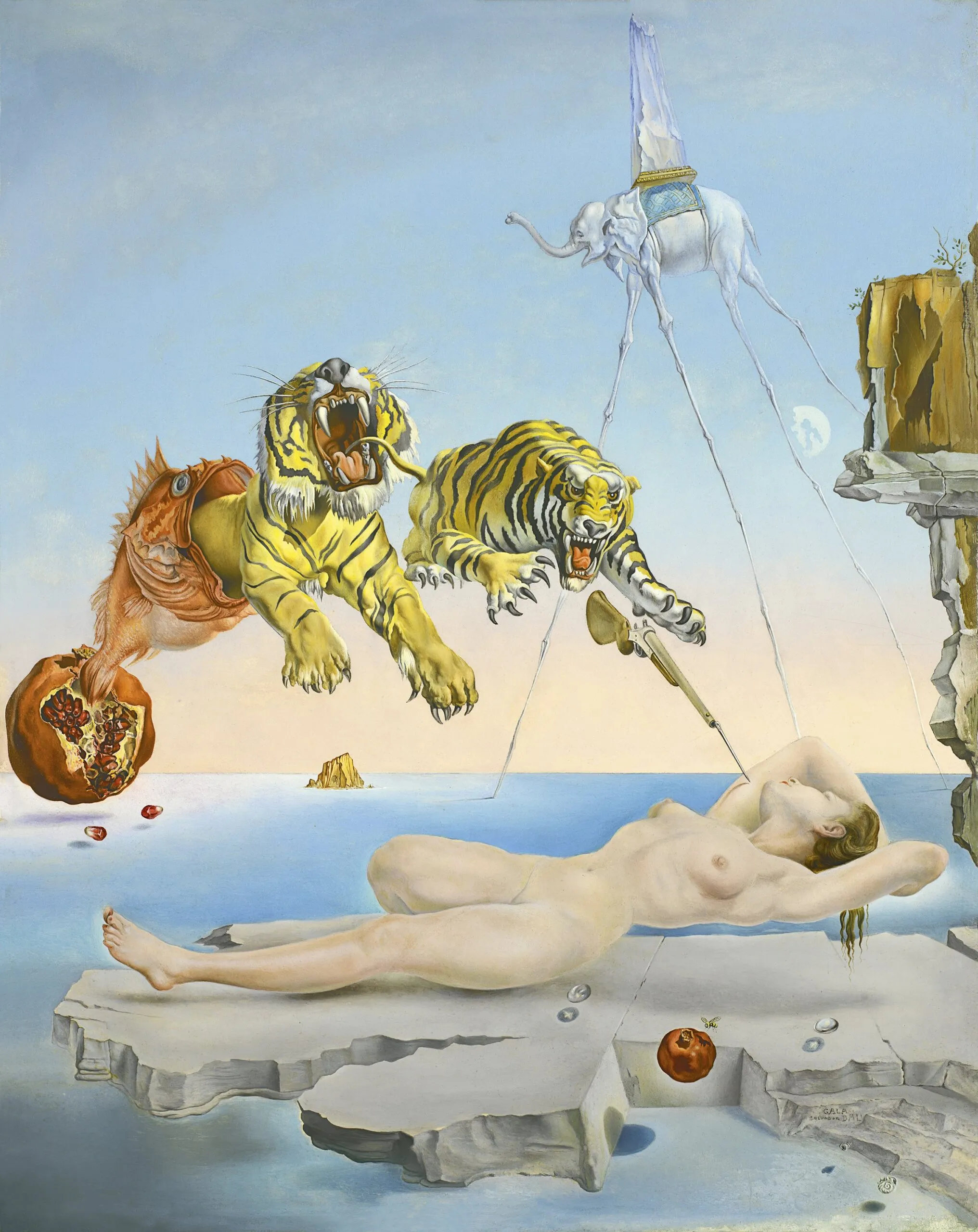 Salvador Dalí - One Second Before Awakening from a Dream Caused by the Flight of a Bee Around a Pomegranate - oil painting reproduction on canvas - hand-painted