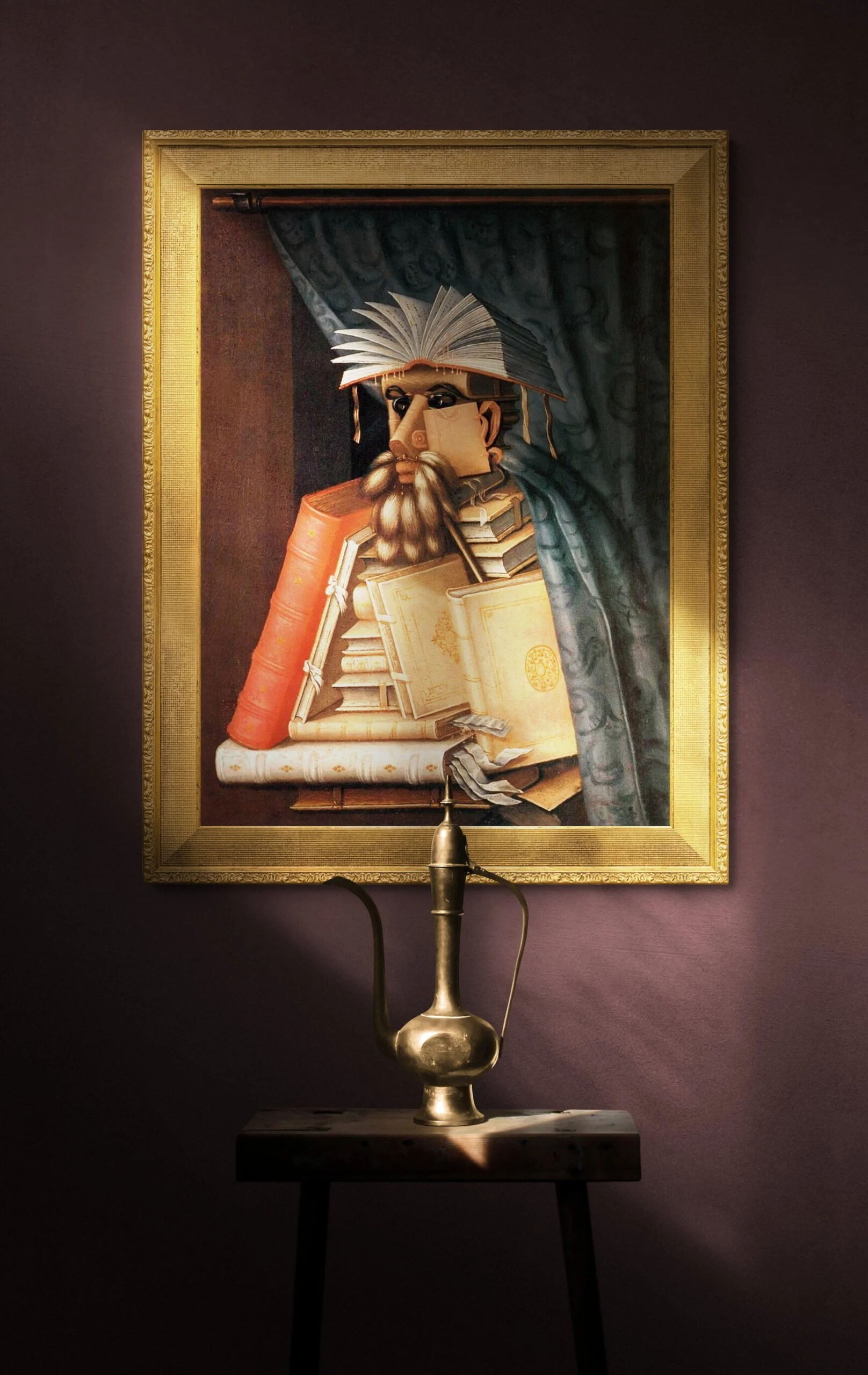 Giuseppe Arcimboldo - A könyvtáros - Művészeti festmény vásznon - reprodukció