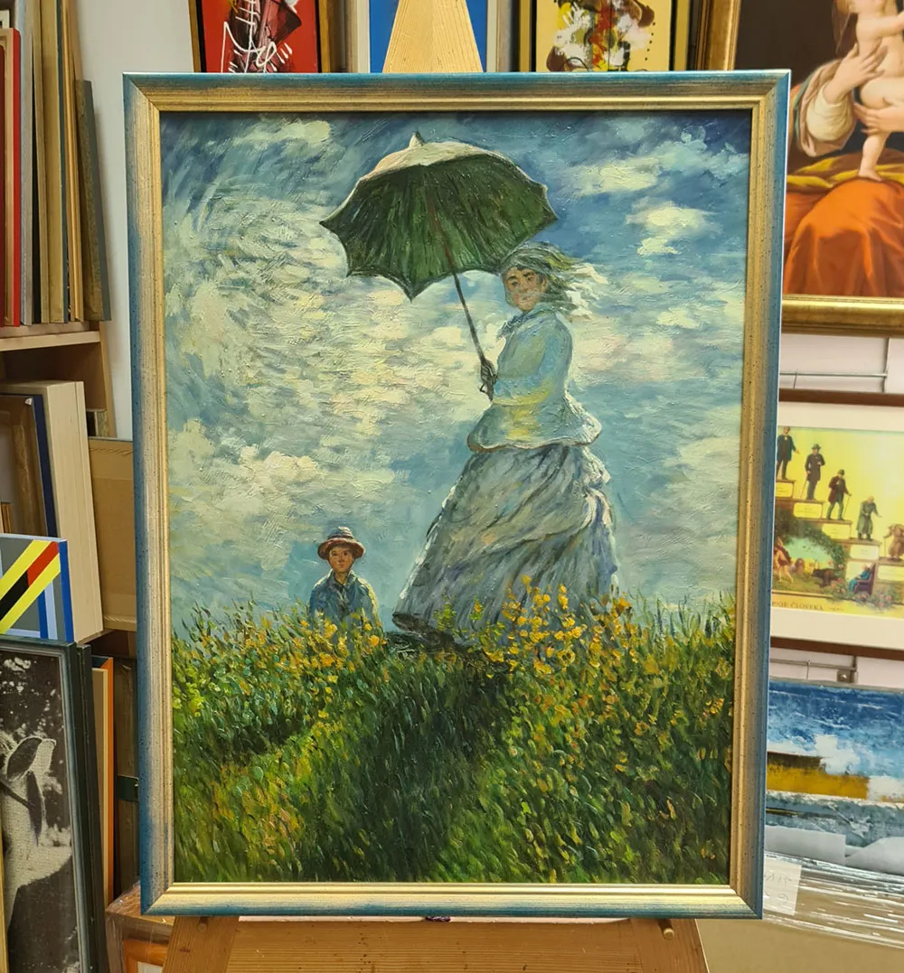 Claude Monet – Donna con parasole – riproduzione dipinta a mano su tela, quadro artistico (12)