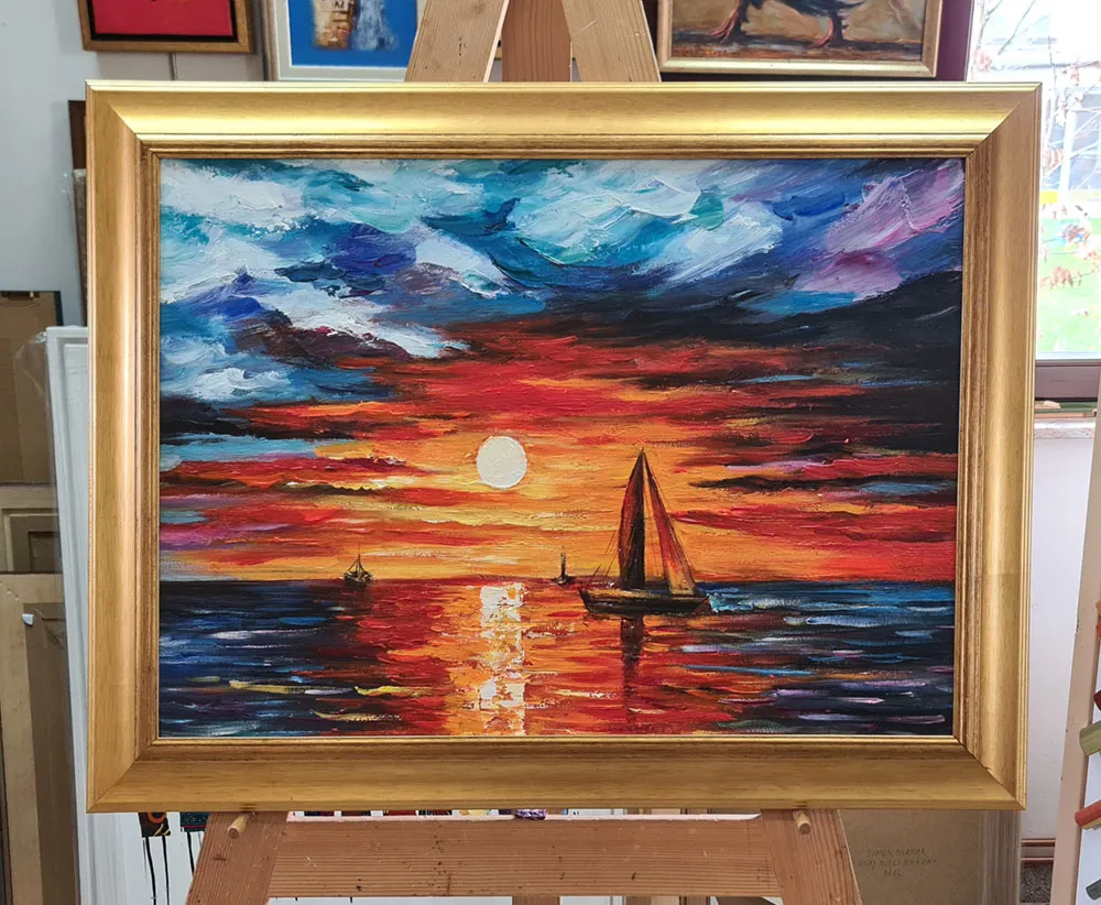 Quadri decorativi su tela – Tramonto sul mare Quadri decorativi - Tramonto sul mare - quadro su tela dipinto a mano - riproduzione