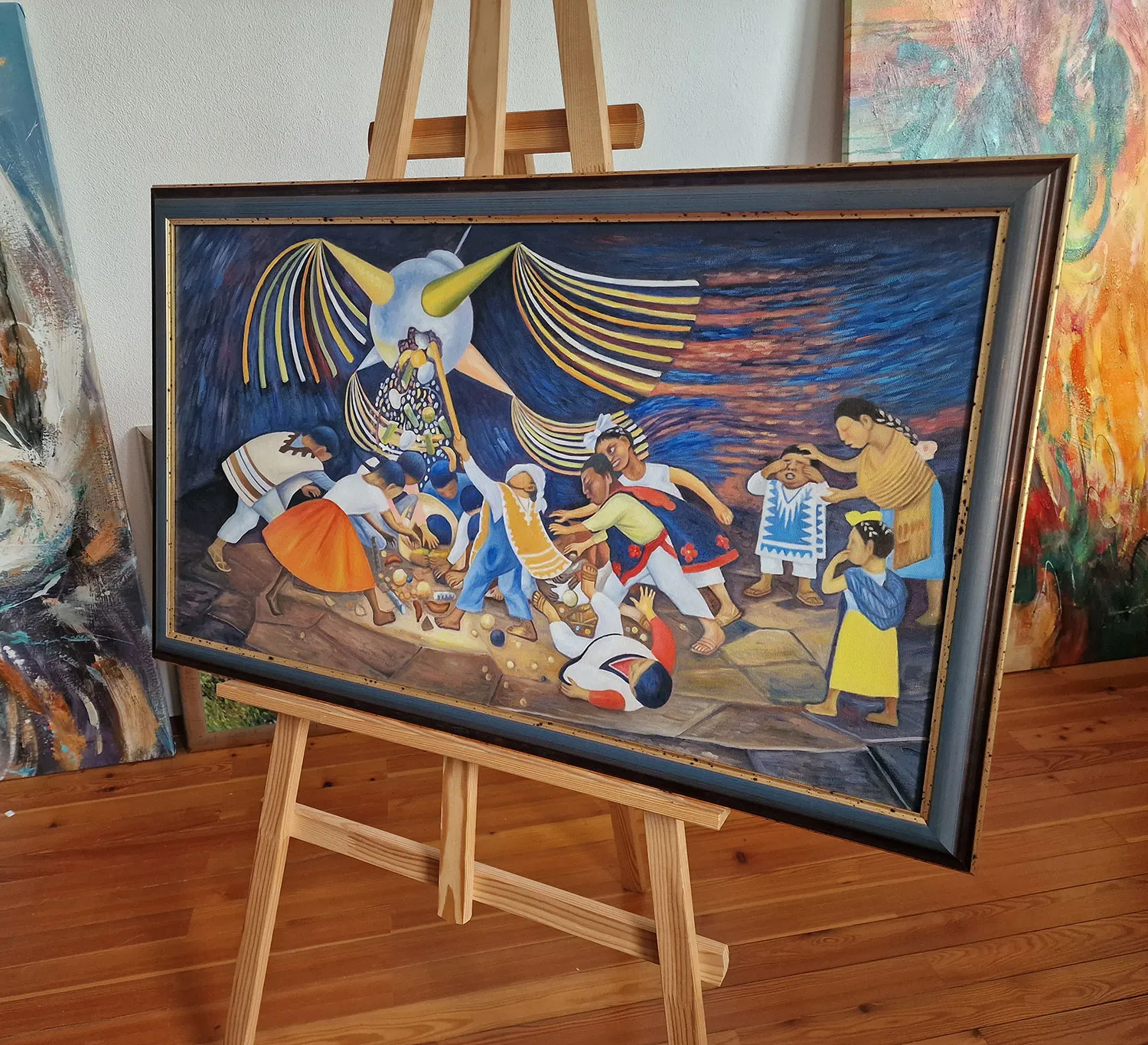 Diego Rivera - La Piñata - canvas painting reproduction - hand-painted in oil