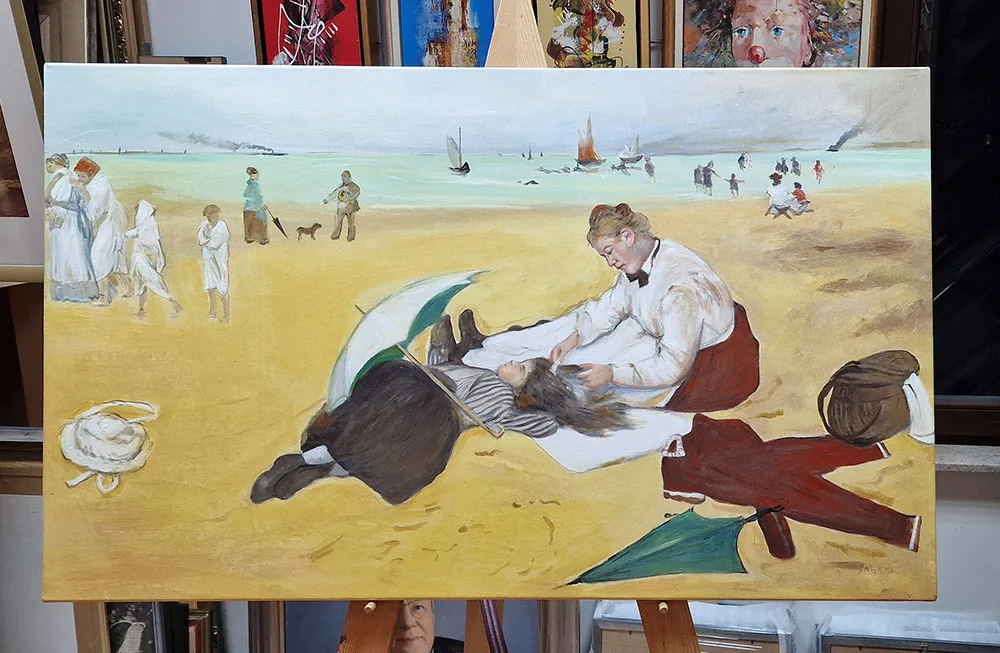 Edgar Degas – Beach Scene reprodukcija slike na platnu Edgar Degas - Prizor na plaži - ročno slikana umetniška slika - olje na platnu