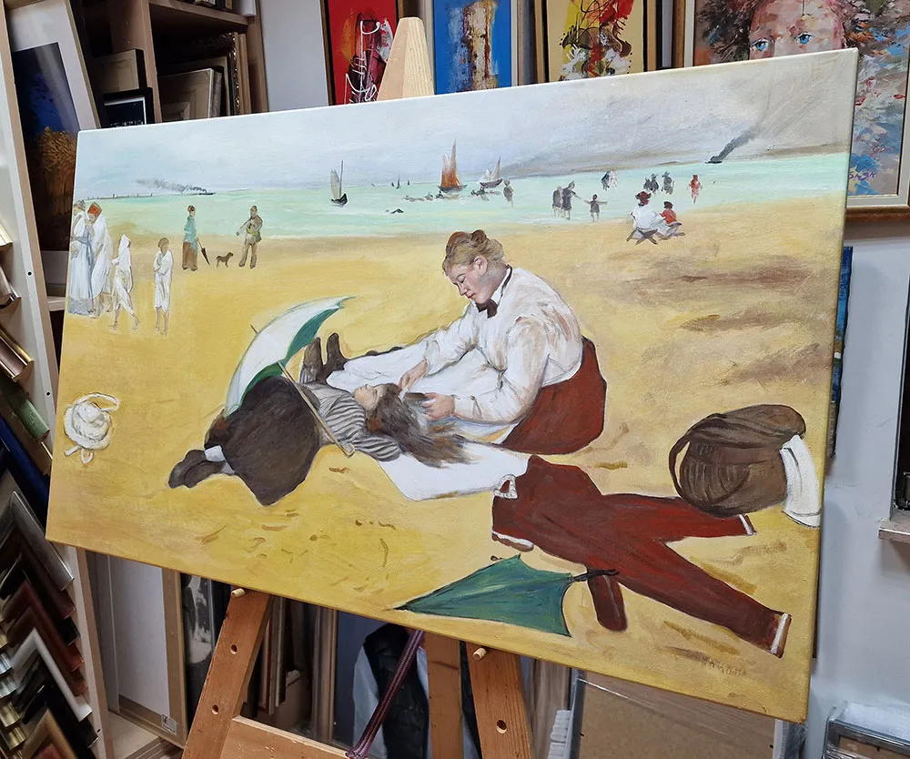 Edgar Degas – Beach Scene reprodukcija slike na platnu Edgar Degas - Prizor na plaži - olje na platnu - ročno slikana kopija po naročilu