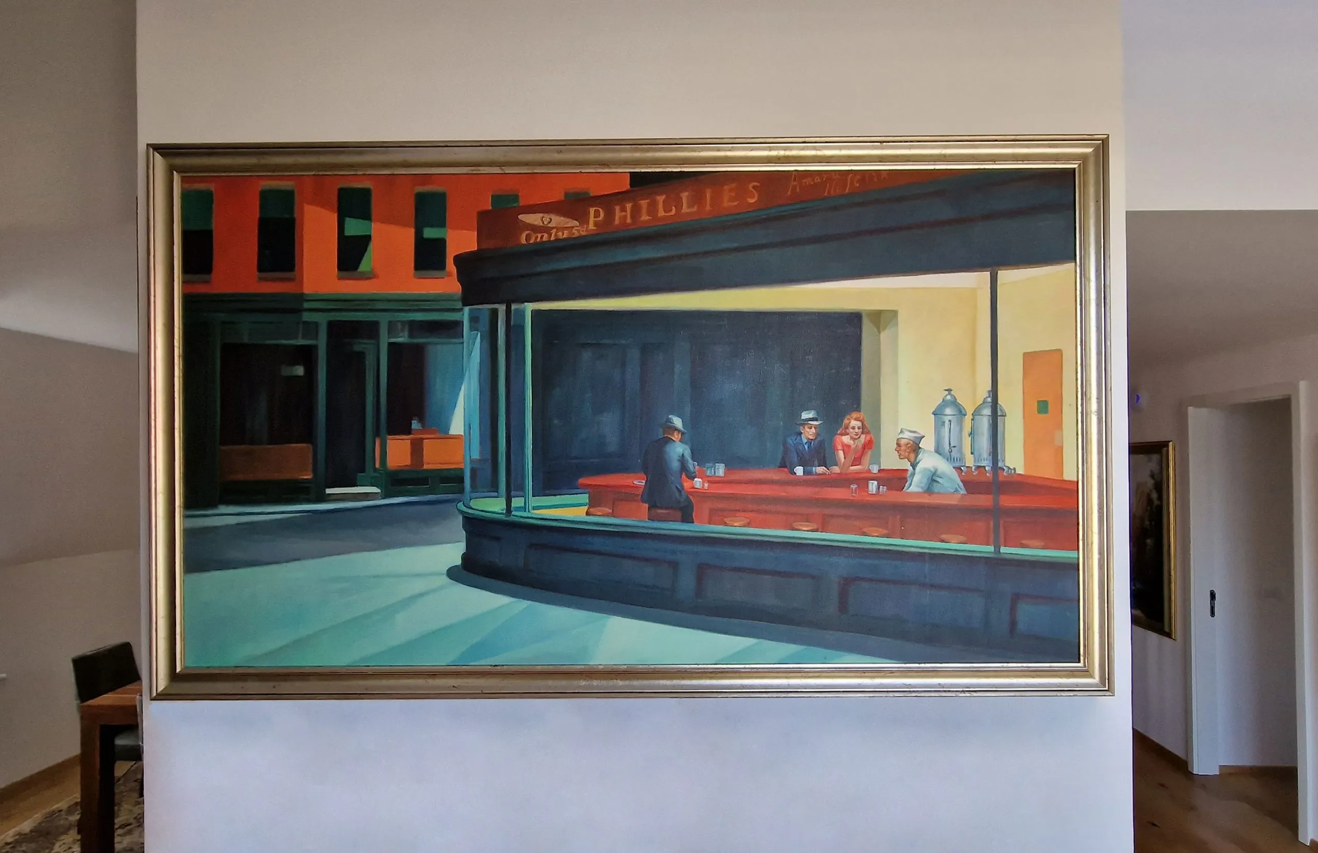 Edward Hopper - Nottambuli - quadro su tela dipinto a mano - riproduzione