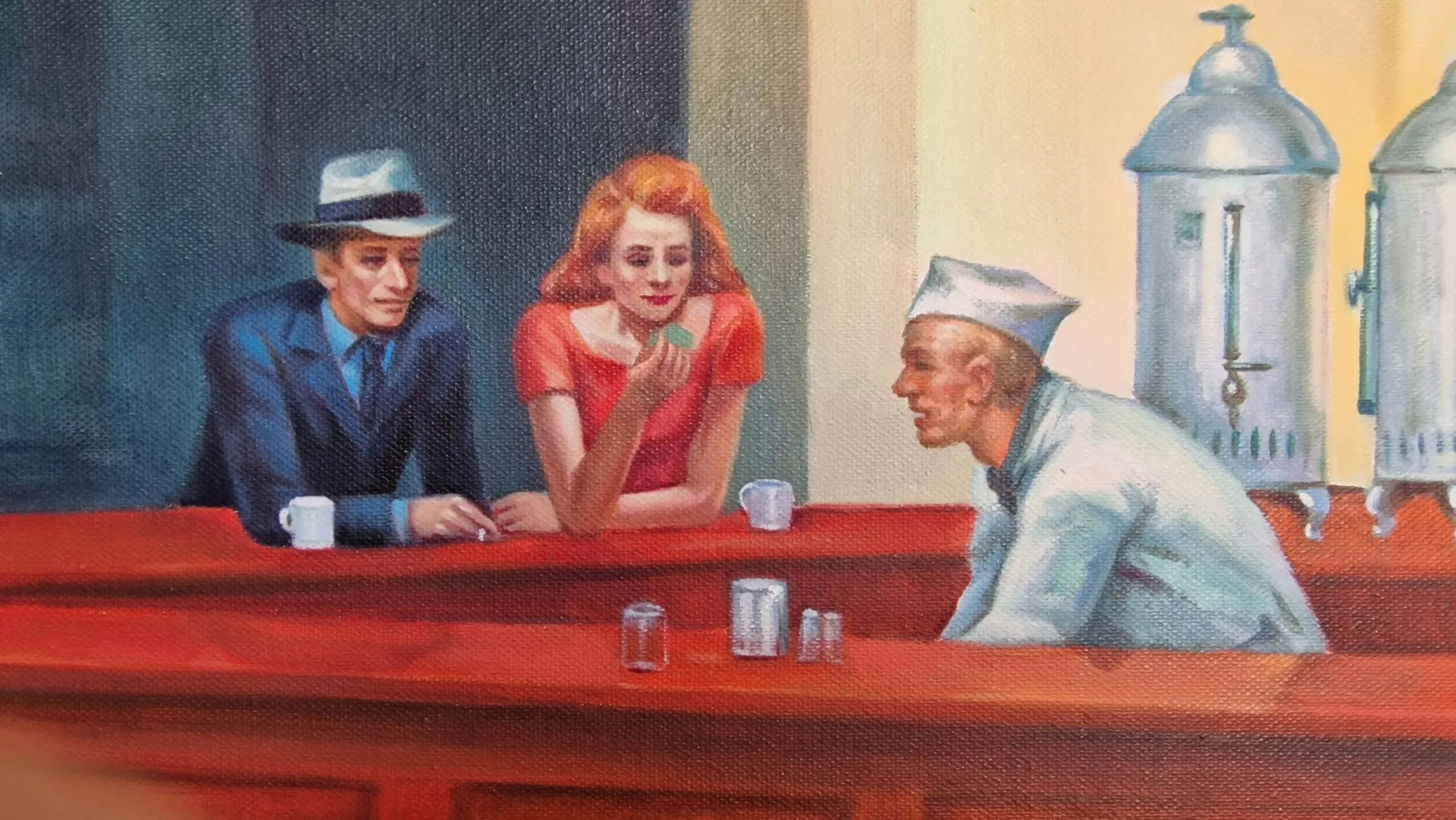 Edward Hopper - Éjjeli madarak - művészi festmény a nappaliba - reprodukció vásznon