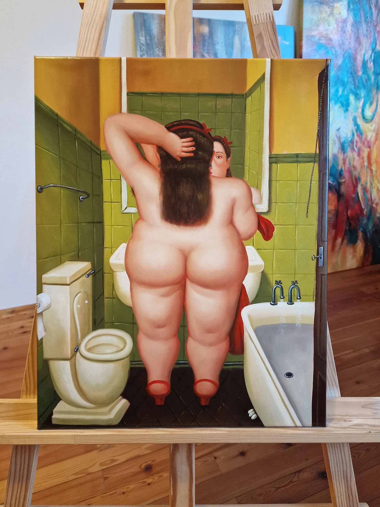 Fernando Botero - Kopalnica - umetniška slika na platnu - ročno slikana reprodukcija