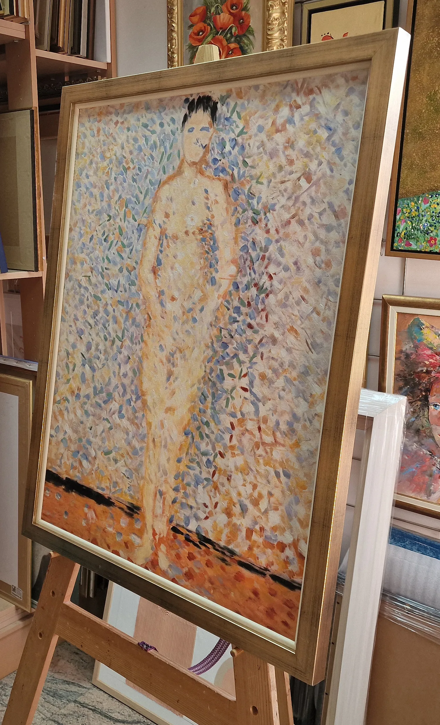 Georges Seurat - Model s pogledom naprej (študija za Modelke) - olje na platnu - ročno slikana kopija po naročilu