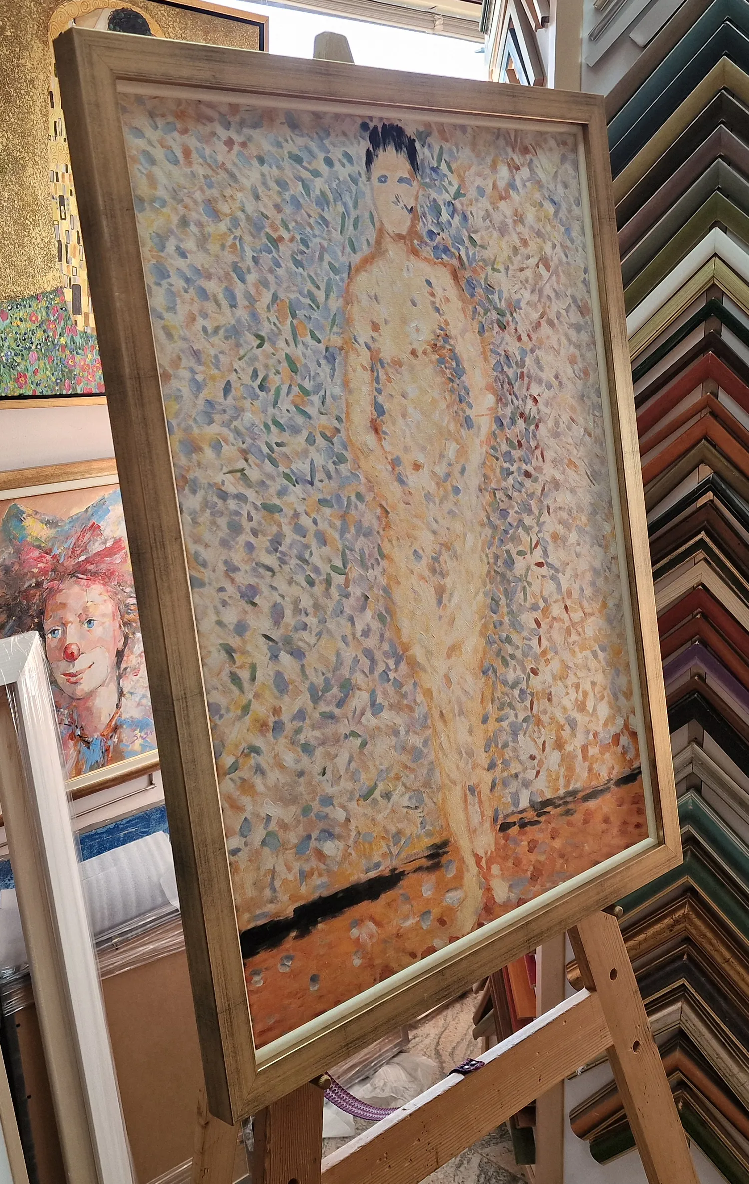 Georges Seurat - Model s pogledom naprej (študija za Modelke) - ročno slikana reprodukcija - olje na platnu