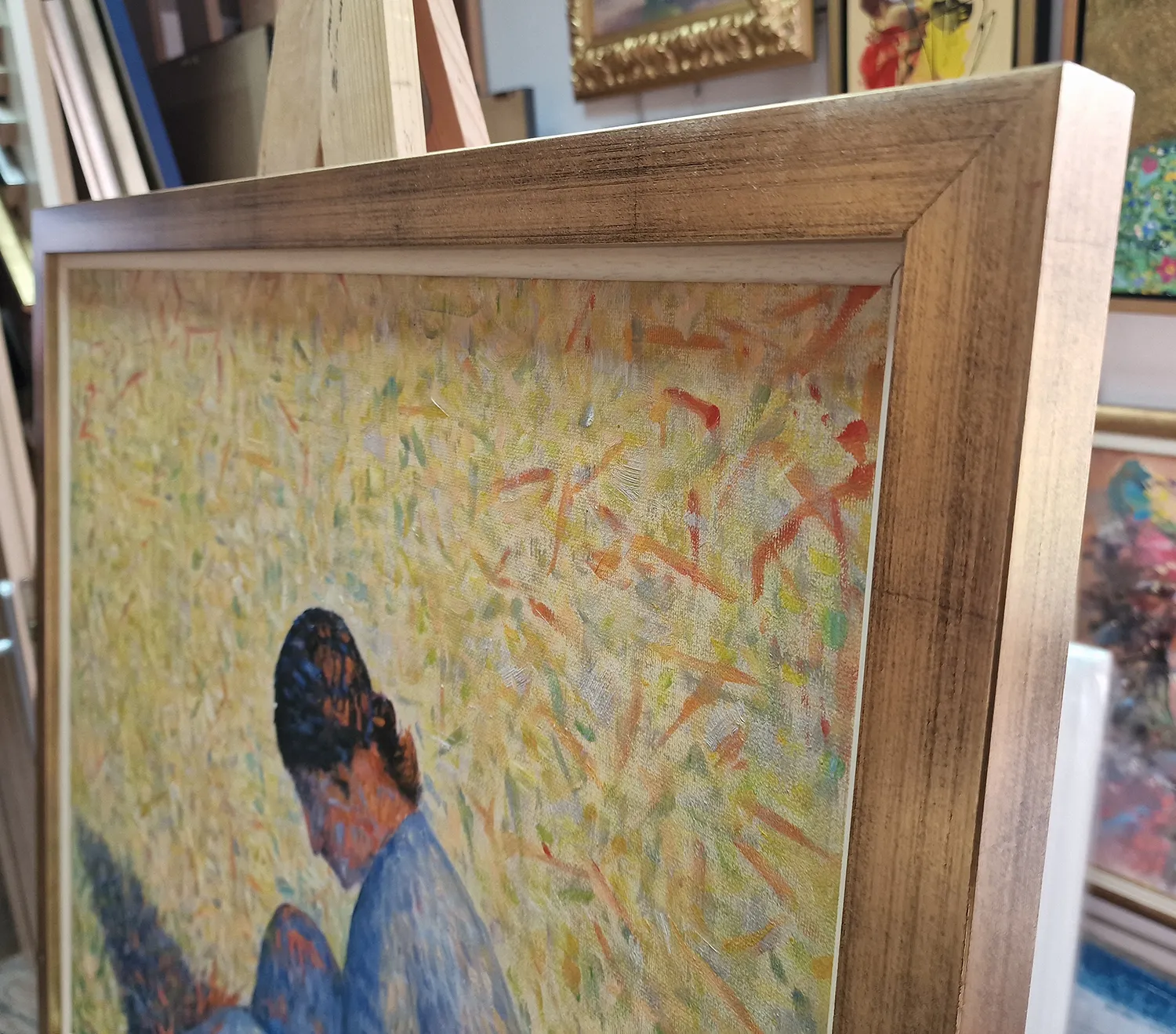 Georges Seurat - Kmečka ženska sedi v travi (Paysanne assise dans l'herbe) - ročno slikana umetniška slika - olje na platnu