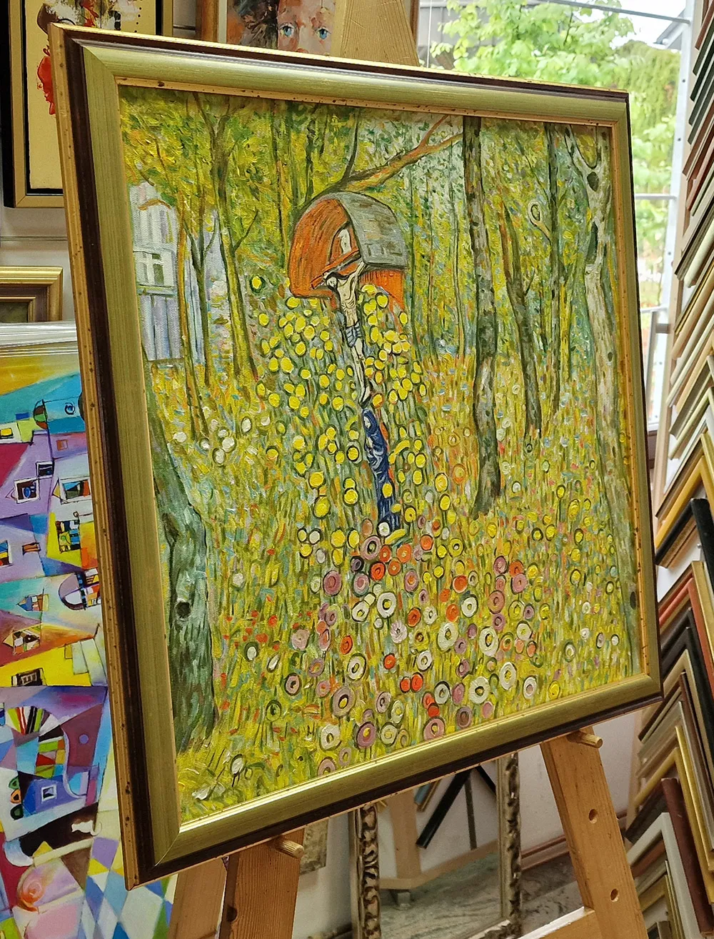 Gustav Klimt - Farm Garden with Crucifix - oil painting on canvas - hand-painted copy made to order