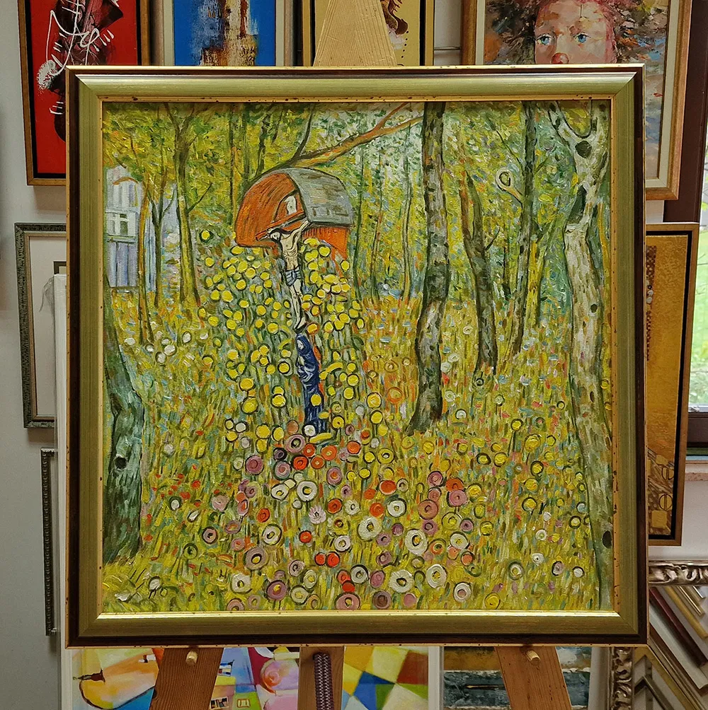 Gustav Klimt - Farm Garden with Crucifix - canvas painting reproduction - hand-painted in oil