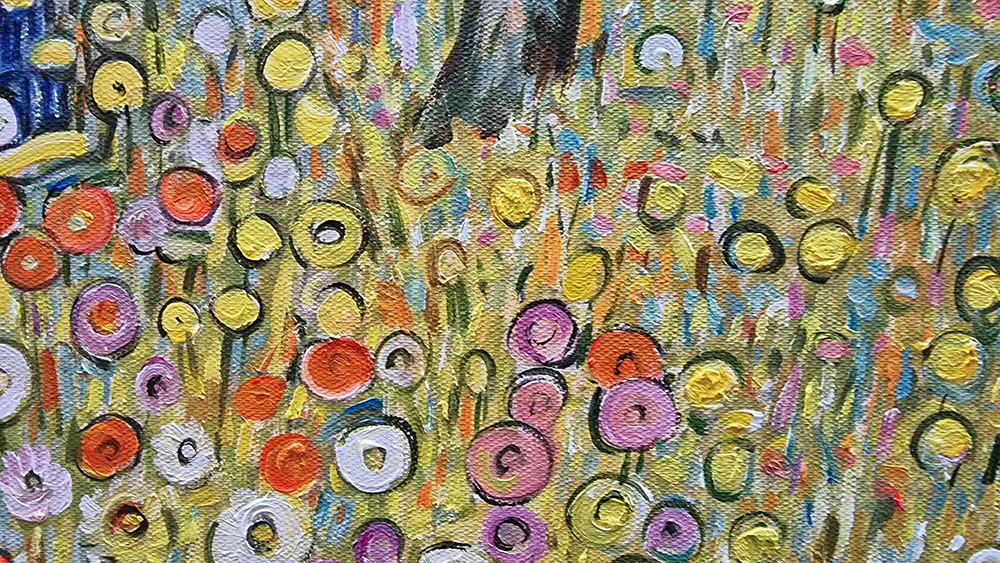 Gustav Klimt - Bauerngarten mit Kruzifix - Kunstgemälde auf Leinwand - handgemaltes Gemälde