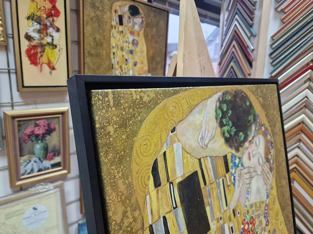 Gustav Klimt - Der Kuss (Detail) - handgemaltes Gemälde - Öl auf Leinwand