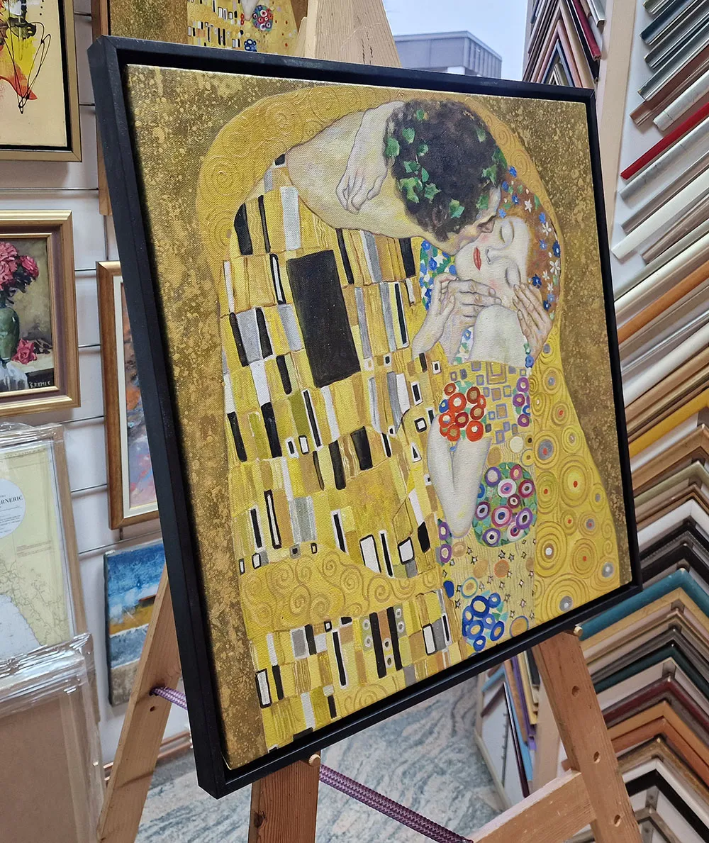 Gustav Klimt - Der Kuss (Detail) - handgemaltes Kunstgemälde - Gemälde in Öl auf Leinwand