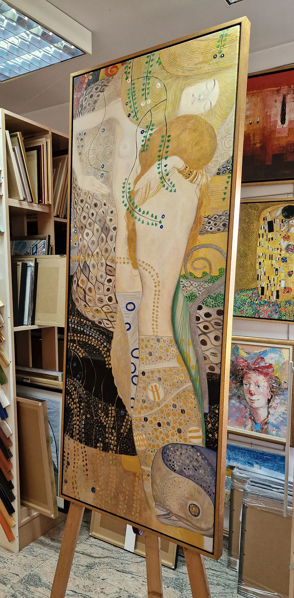Gustav Klimt - Vízikígyók I - reprodukció vásznon - kézzel festett festmény olajjal