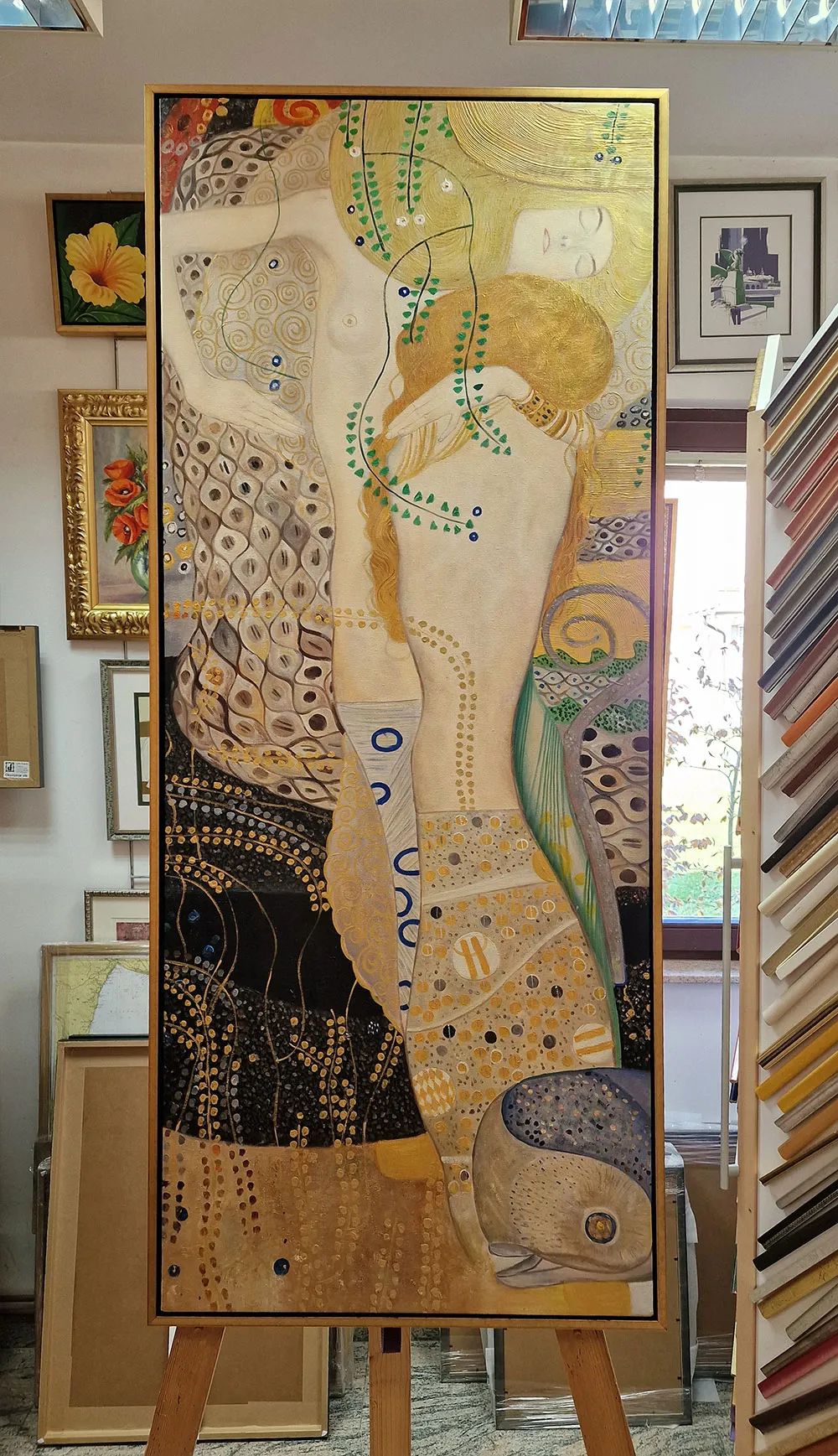 Gustav Klimt - Vízikígyók I - festmény vásznon - kézzel festett másolat rendelésre