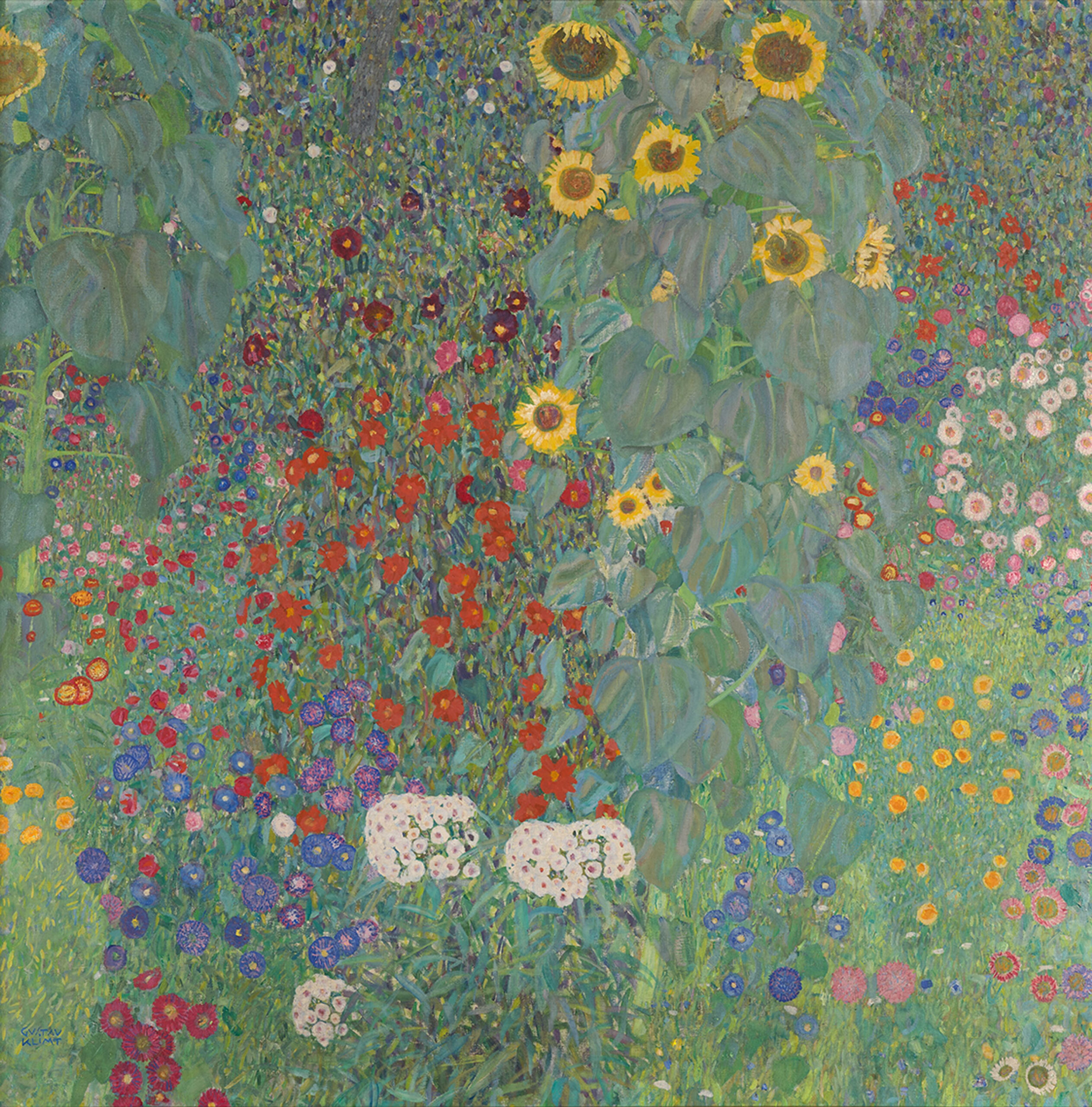 gustav Klimt farm garden with sunflowers