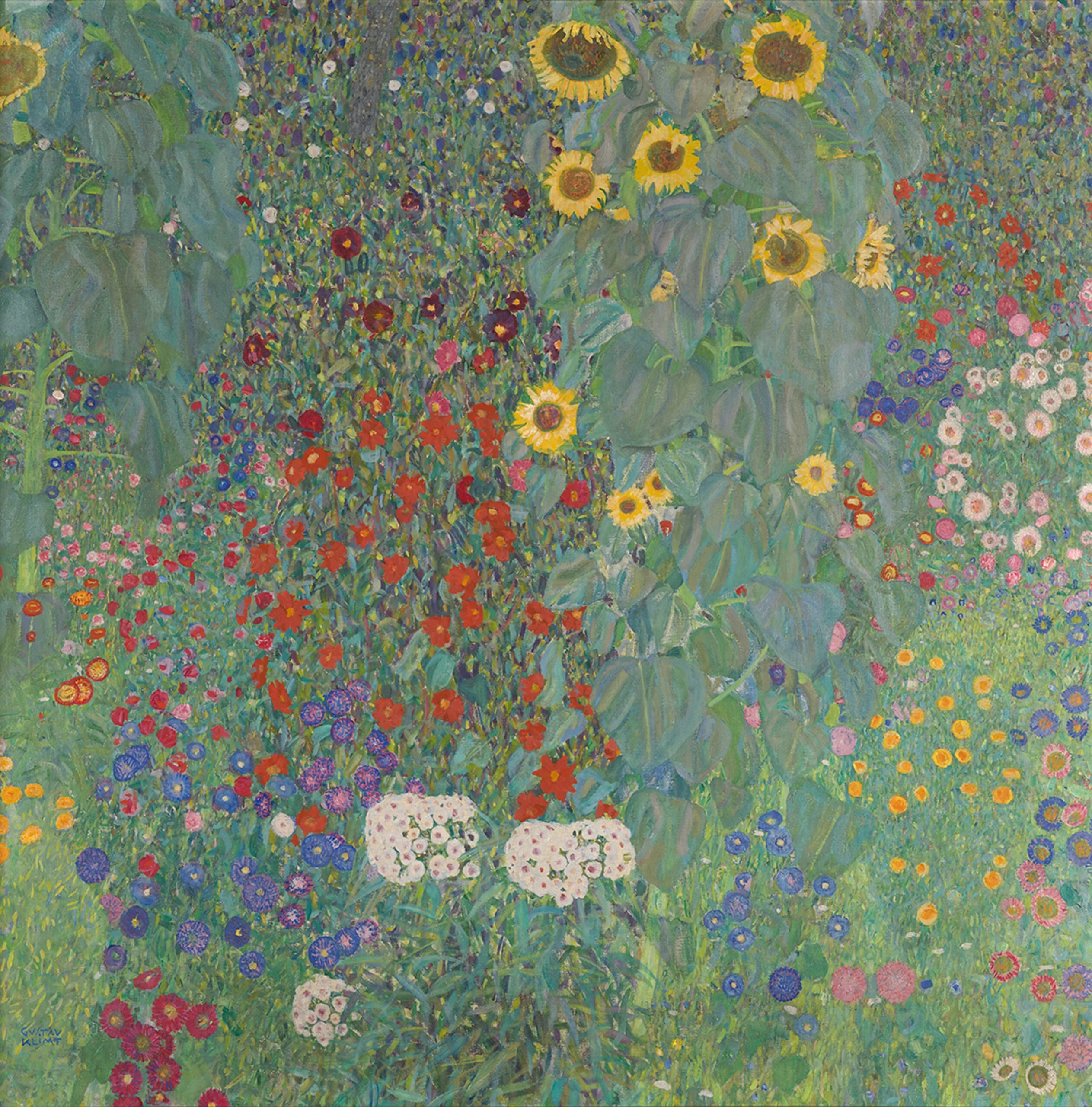 gustav Klimt farm garden with sunflowers