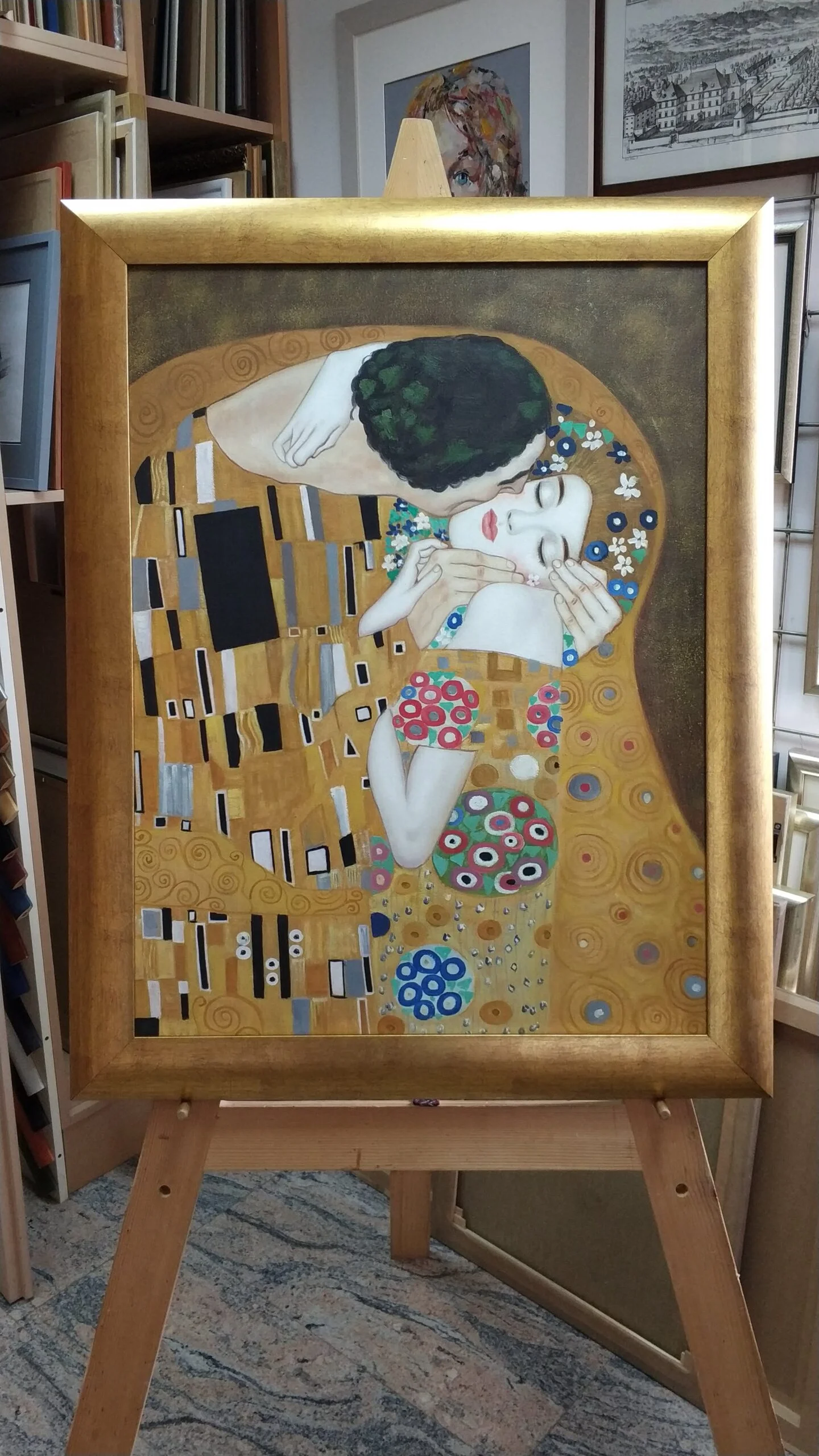 Gustav Klimt - the kiss - poljub - slika na platnu - ročno naslikana reprodukcija stenske slike