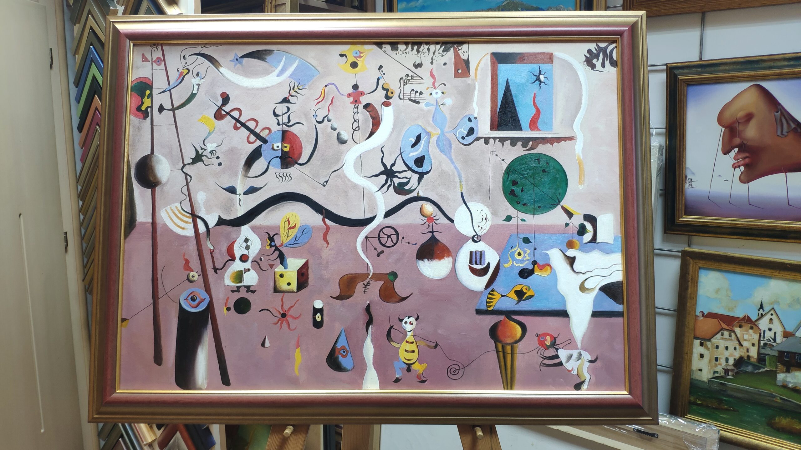 Joan Miro - Harlequin's Carnival Reprodukcije slikarjev, ročno naslikane stenske slike, olje na platnu, oljne slike, umetniške slike, moderne slike za na steno, ambientalne slike, abstraktne slike, dekorativne slike