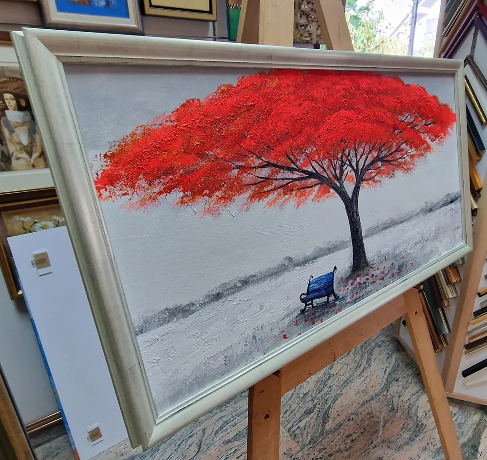 Quadro moderno - Panchina - quadro dipinto a mano - olio su tela