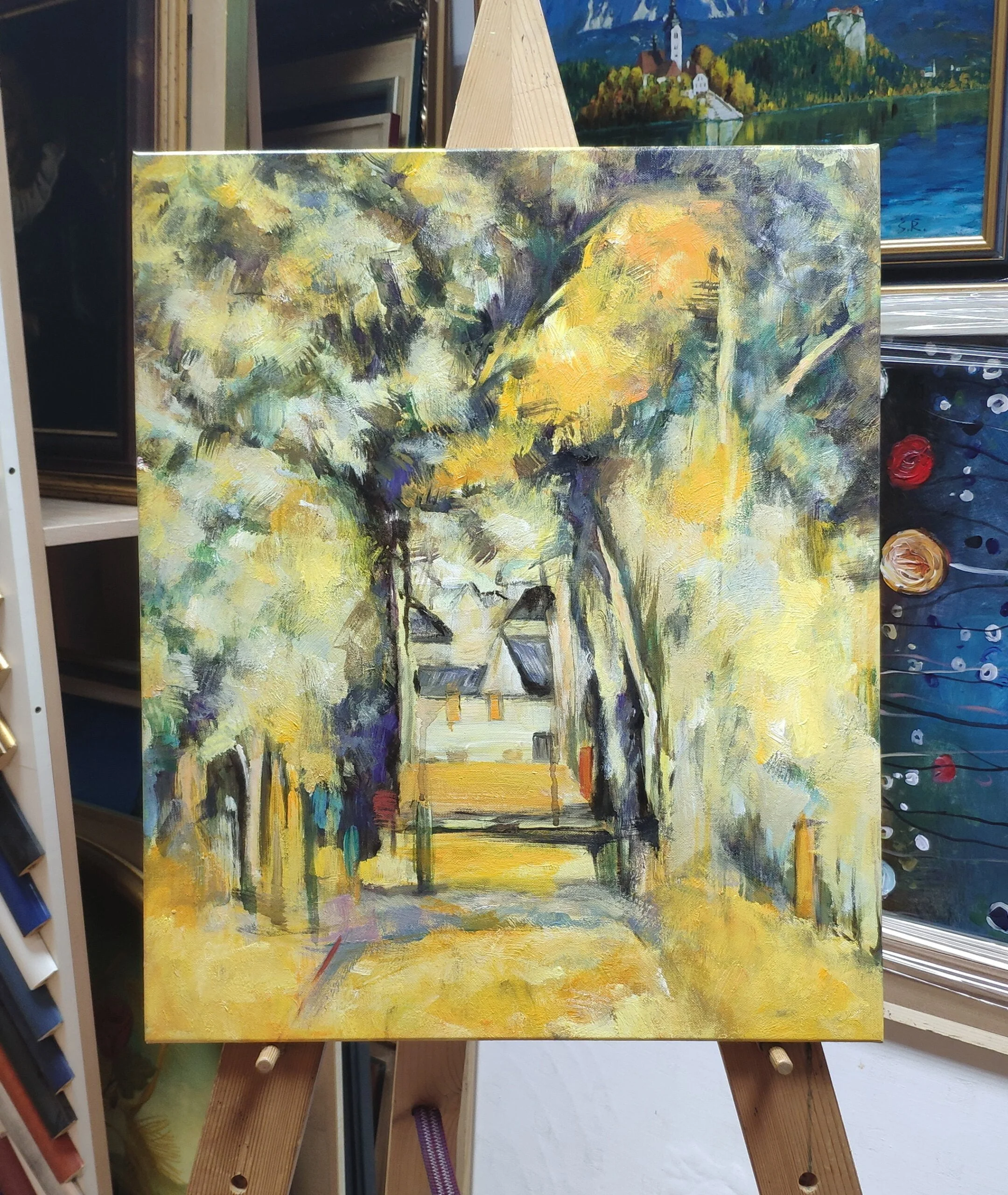 Paul Cezanne - Út Chantilly-ban - kézzel festett reprodukció falikép vásznon