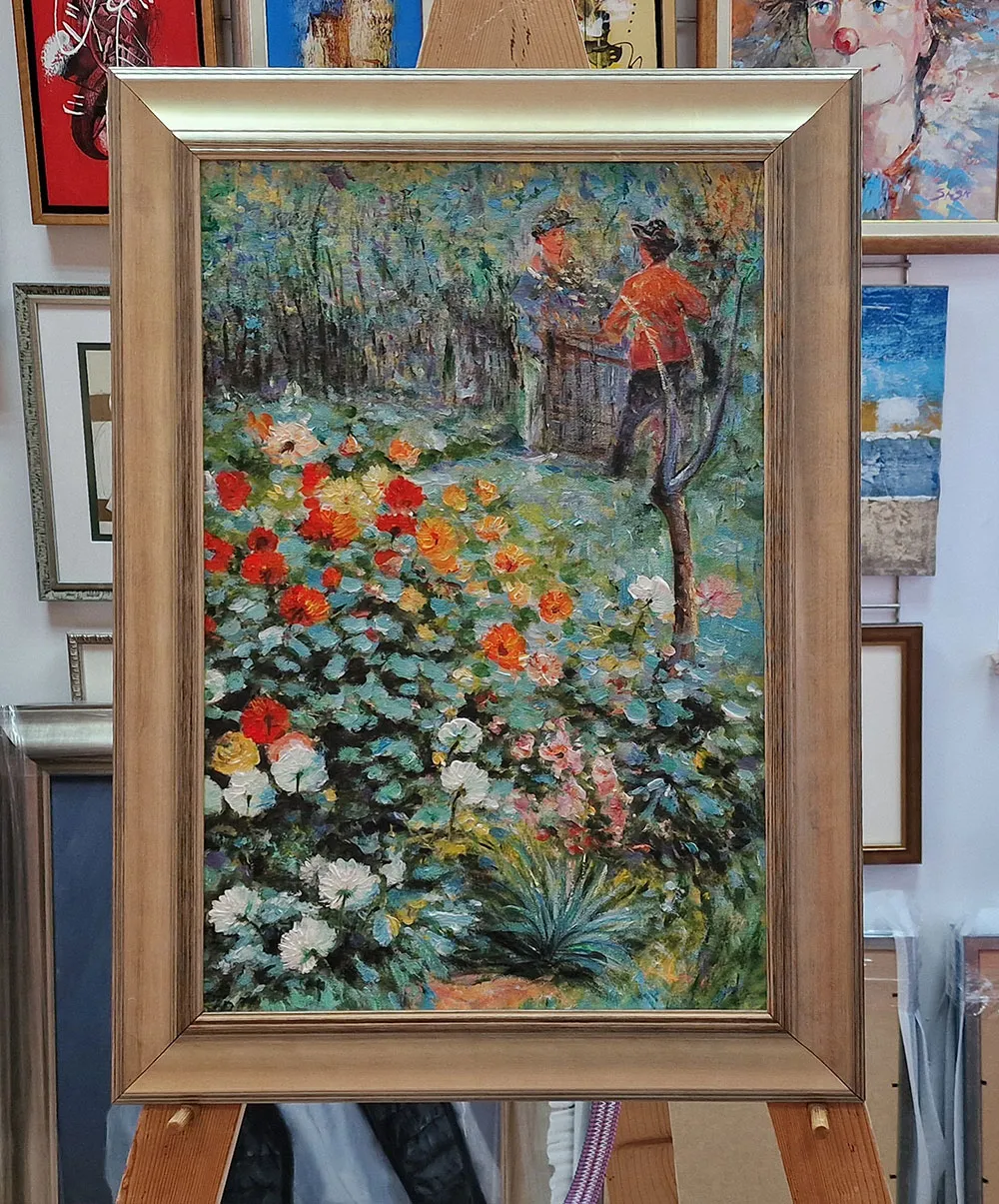 Pierre A. Renoir - Garden in the rue Cortot Pierre-Auguste Renoir - Garden in the Rue Cortot - canvas painting reproduction - hand-painted in oil