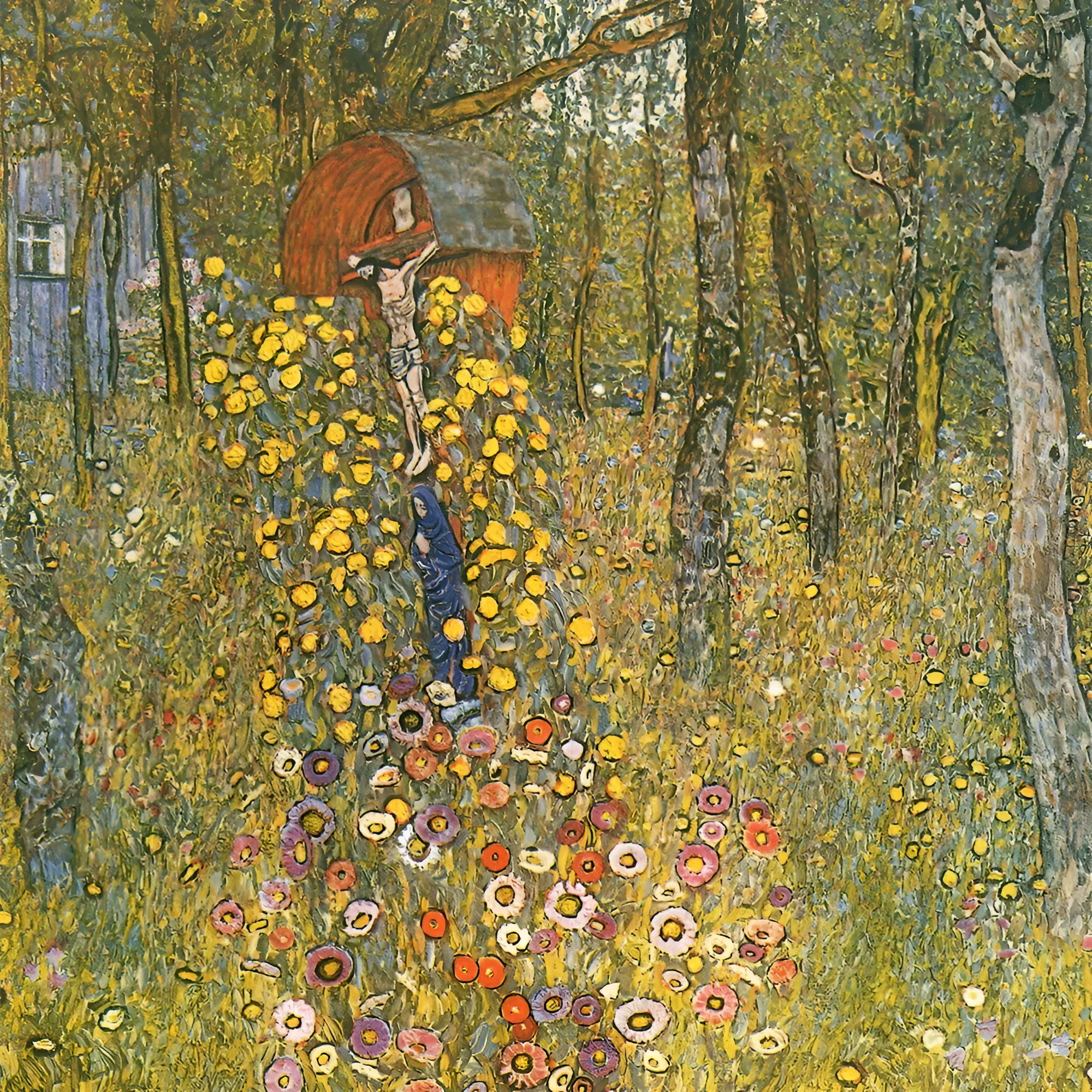 Gustav Klimt - Farm Garden with Crucifix - oil painting reproduction on canvas - hand-painted