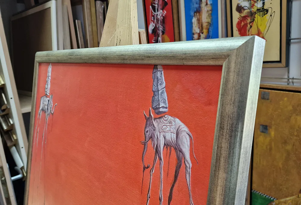 Salvador Dali - The Elephants - reprodukcija slike na platnu Salvador Dalí - Sloni - umetniška slika za dnevno sobo - reprodukcija na platnu