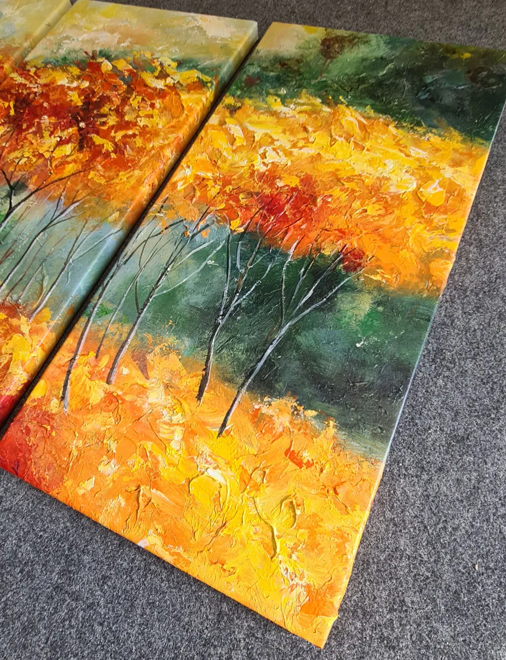 Wandbilder – Herbstbäume Leinwandgemälde - Herbstbäume - handgemaltes Kunstgemälde - Gemälde in Öl auf Leinwand
