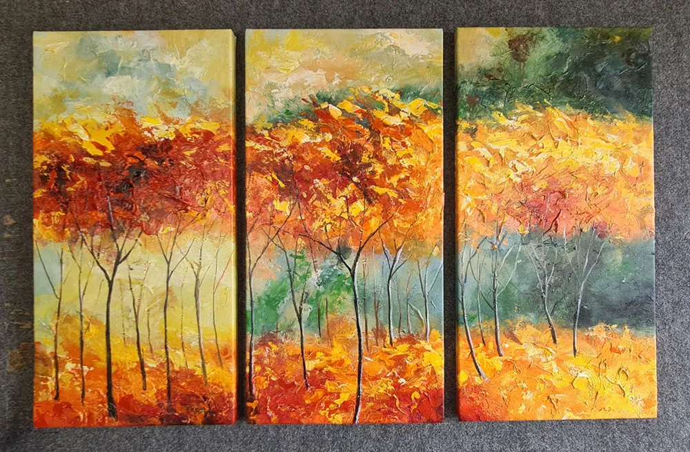 Wandbilder – Herbstbäume Leinwandgemälde - Herbstbäume - handgemaltes Gemälde - Öl auf Leinwand