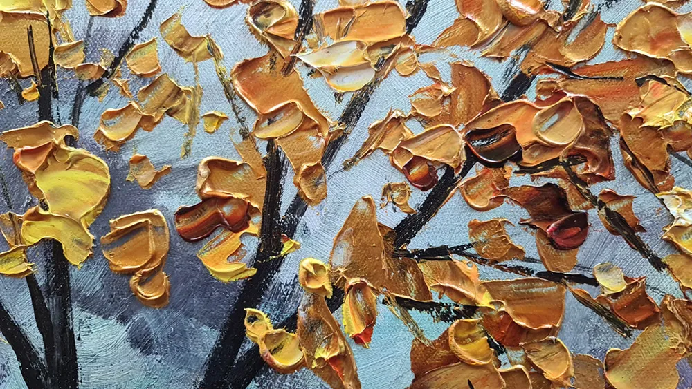 Canvas Paintings Tree with Leaves 2 Paintings - Tree with Leaves - hand-painted oil painting reproduction - oil on canvas