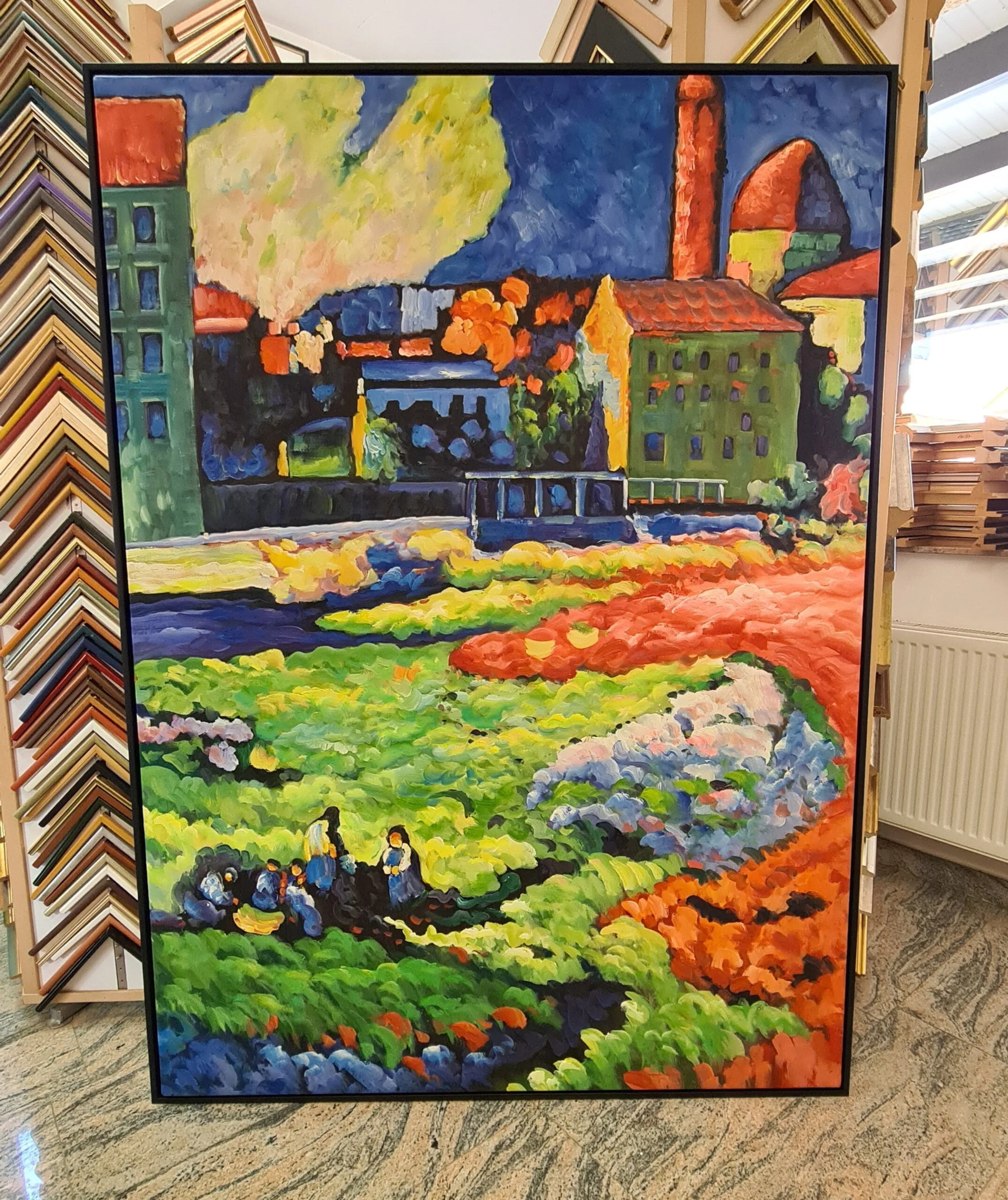 Wassily Kandinsky – München-Schwabing mit der Kirche St. Ursula – handgemalte Reproduktion auf Leinwand