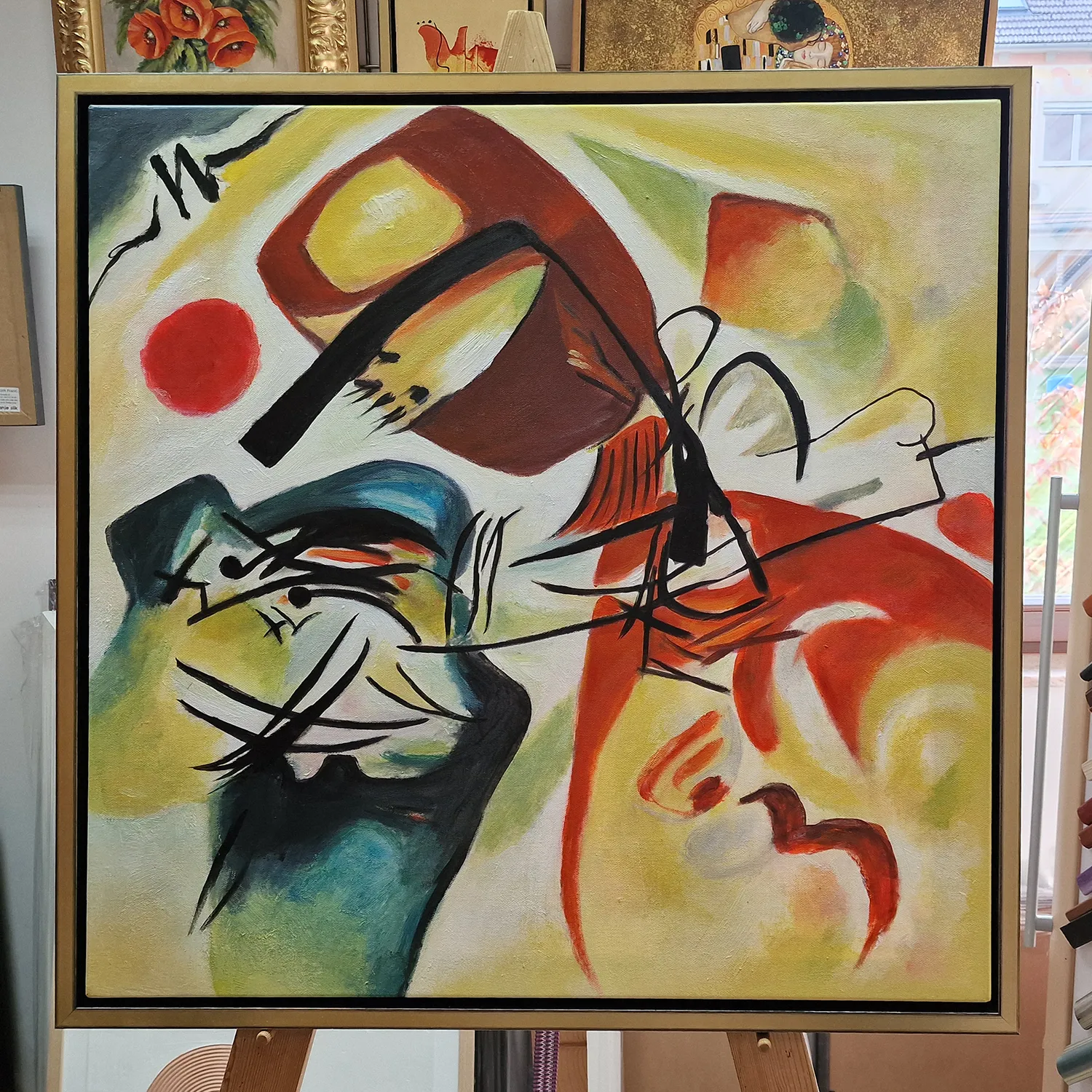 Vasilij Kandinski - With the Black Arch (Mit dem Schwarzen Bogen) Wassily Kandinsky - Con l’arco nero - quadro dipinto a mano - olio su tela