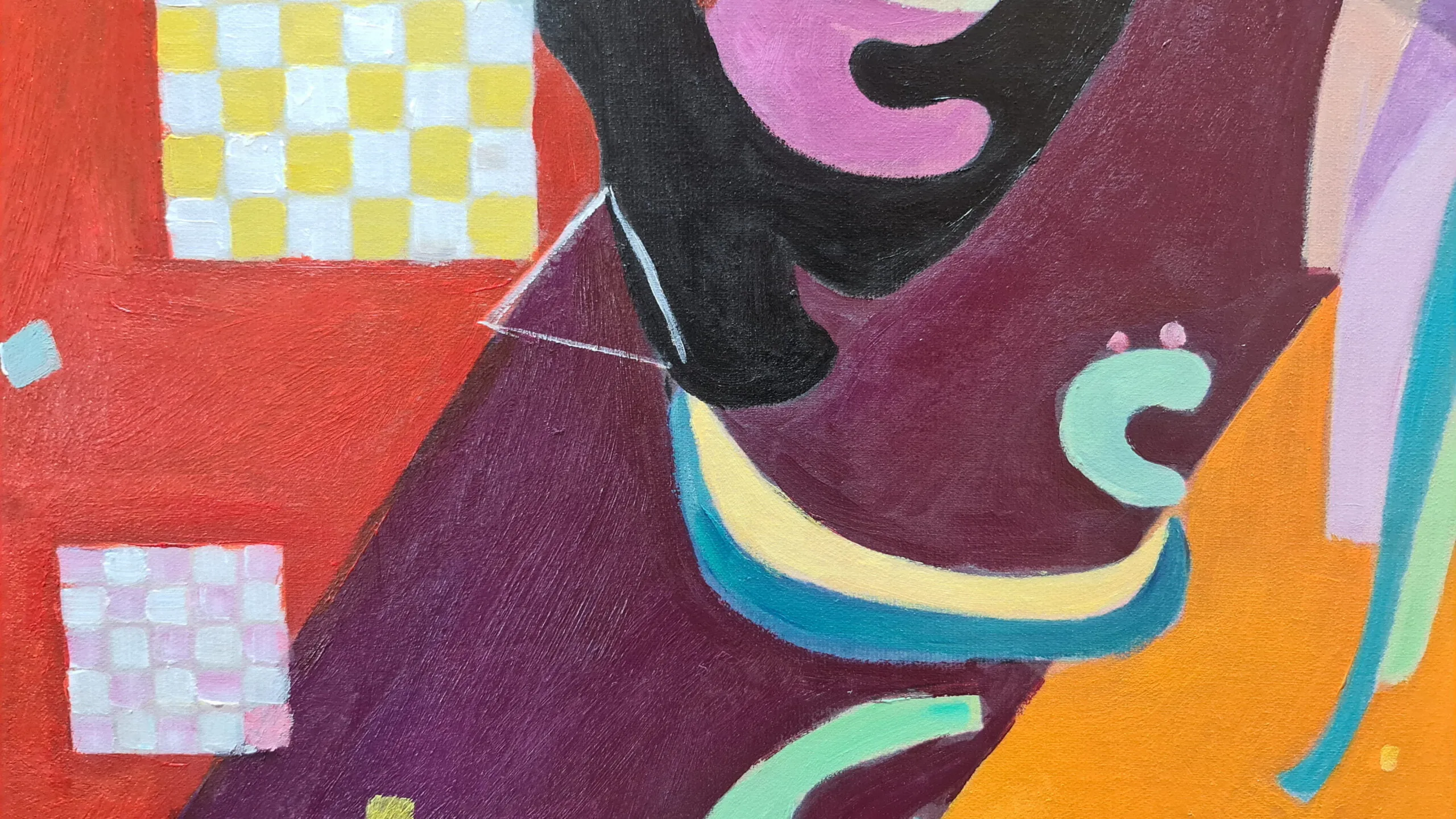 Composition IX – our hand-painted reproduction, detail: both chequerboards