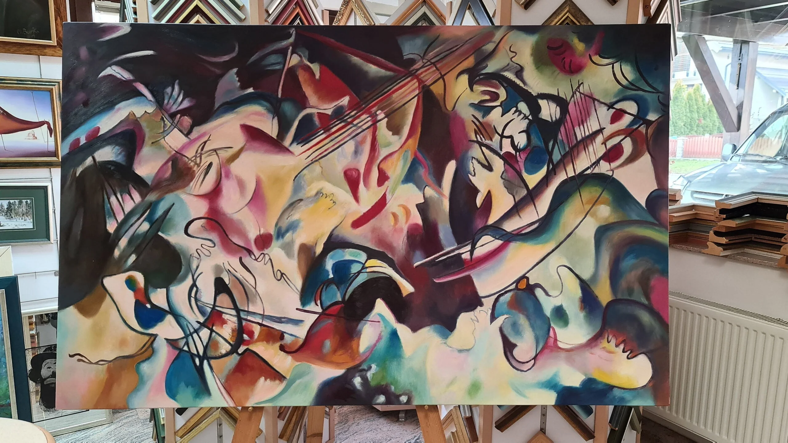 Vasiliy Kandinsky - Composizione VI - Riproduzione su tela a mano di dipinti artistici. Vasiliy Kandinsky - Composizione VI - Riproduzione su tela a mano di dipinti artistici.
