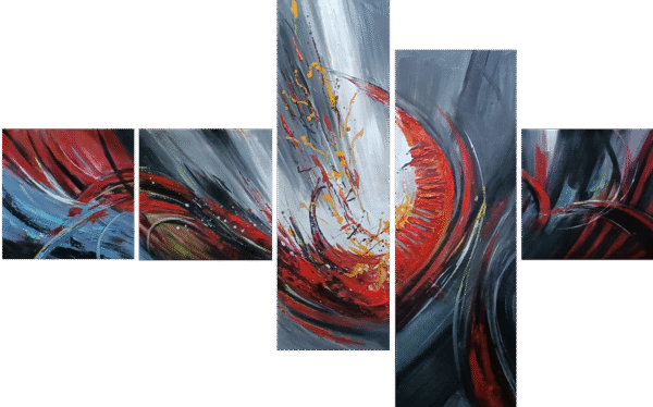 Embark on a visual journey with "Passion 2," a multi-panel canvas painting that captures the intensity and vibrancy of passionate expression.