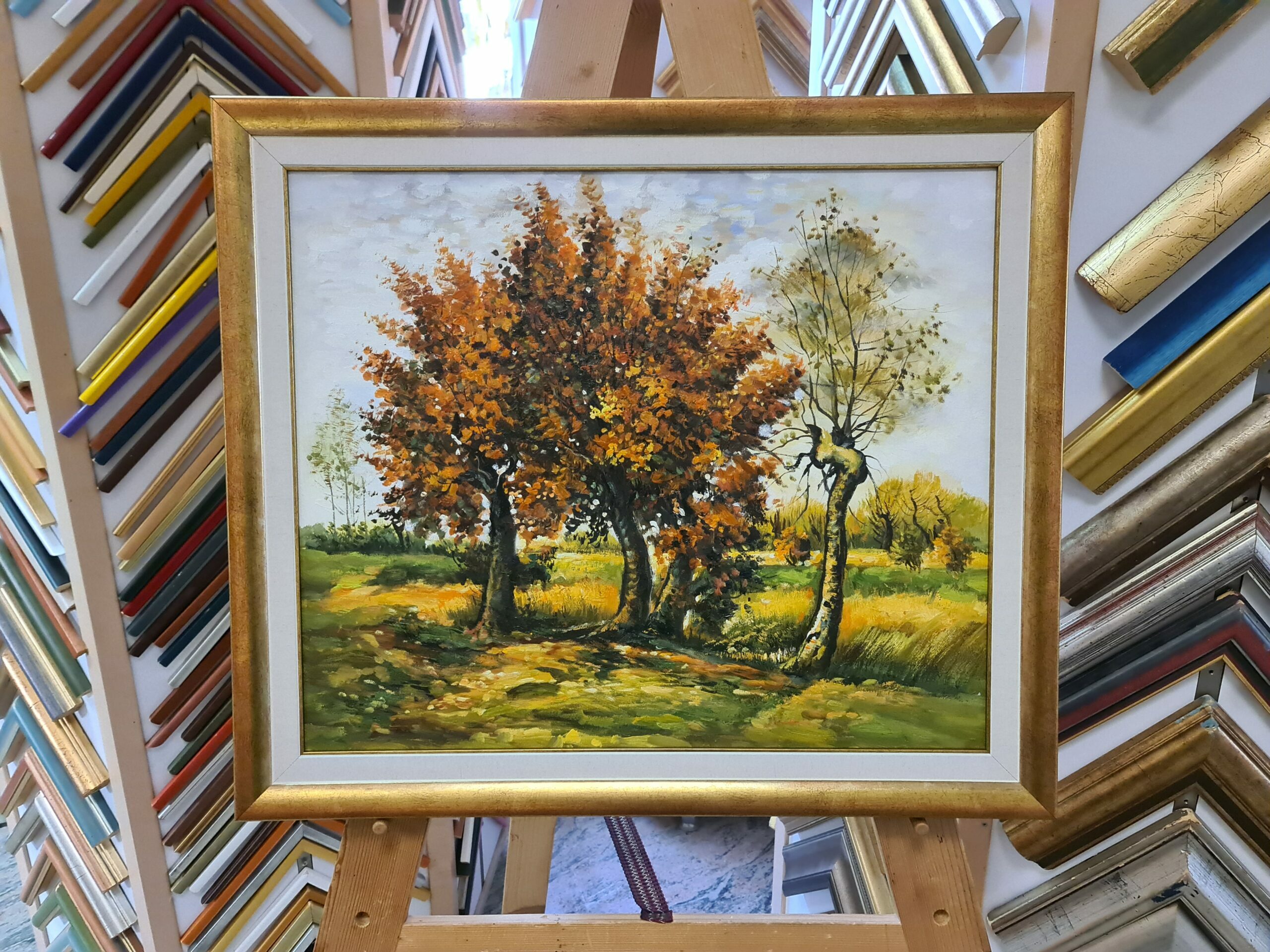 Vincent Van Gogh - Paesaggio autunnale con quattro alberi - Riproduzione su tela a mano di dipinti artistici.