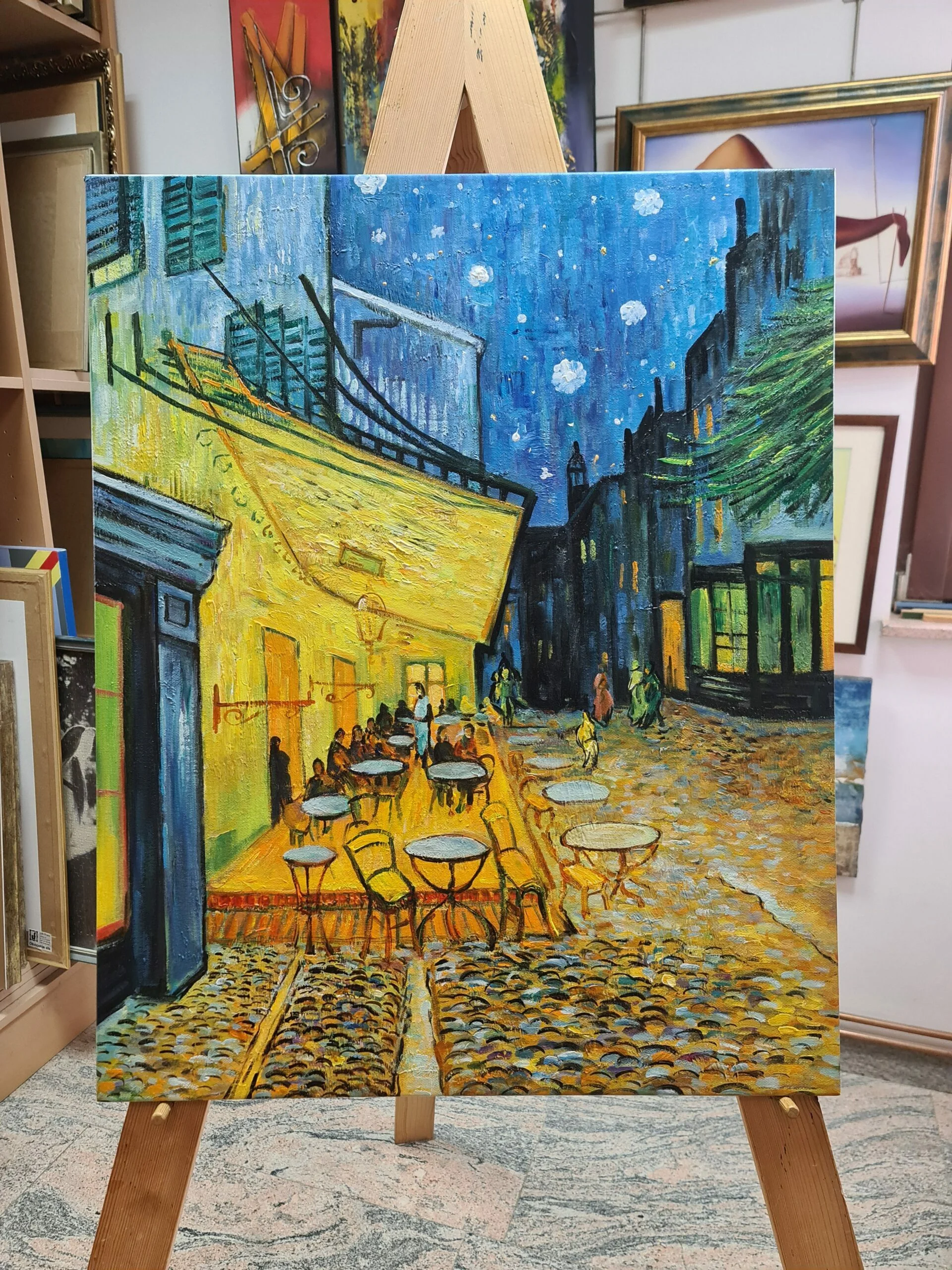 Vincent van Gogh - Kávéházi terasz a Forum téren -Cafe terrace on the place de Forum - festményeken