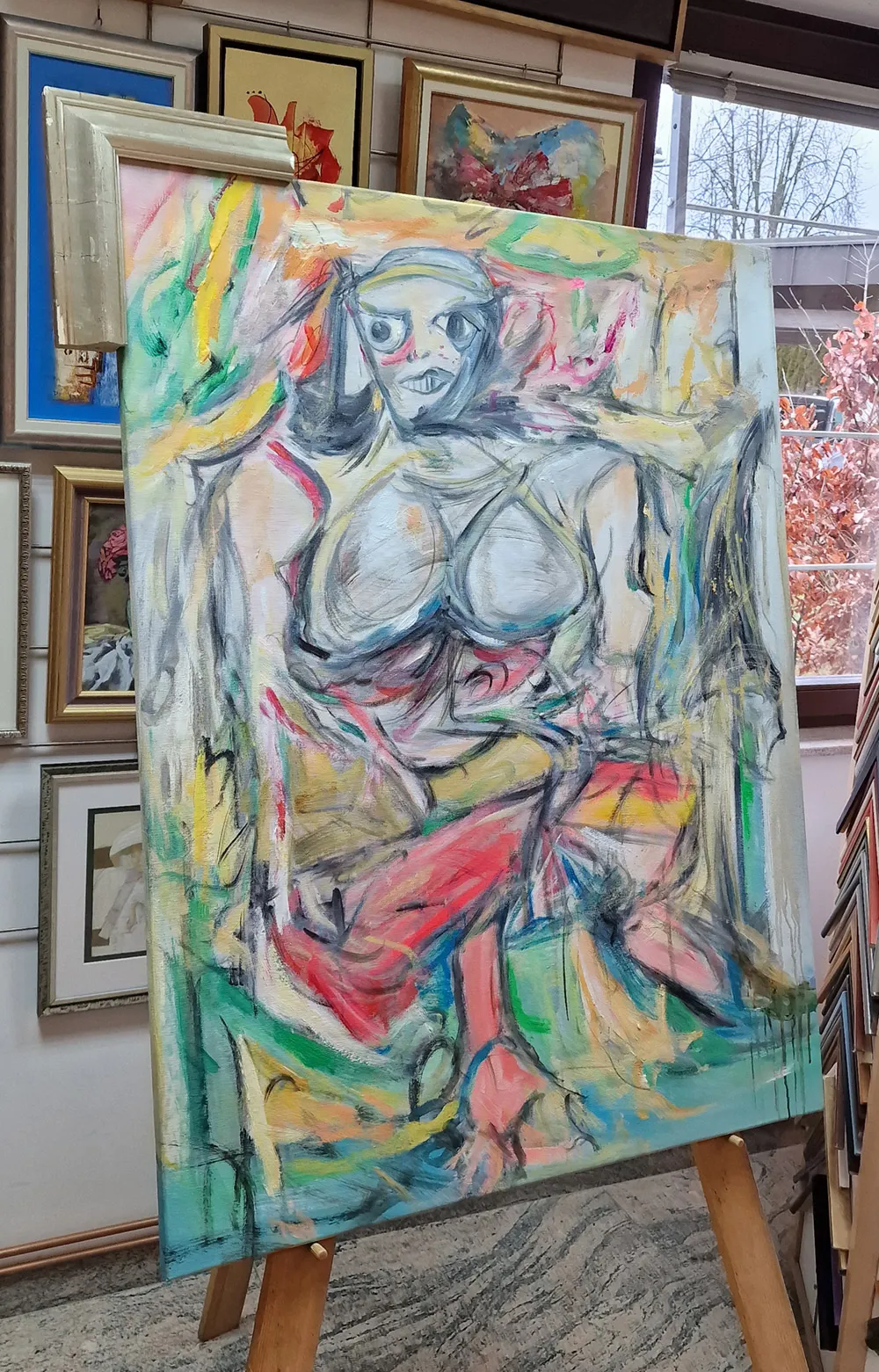 Willem de Kooning – Woman 1 Detail Willem de Kooning - Velikonočni ponedeljek - umetniška slika za dnevno sobo - reprodukcija na platnu