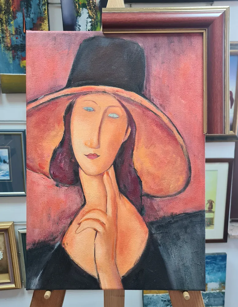 Amedeo Modigliani - Portret Jeanne Hébuterne V - umetniška slika na platnu - ročno slikana reprodukcija
