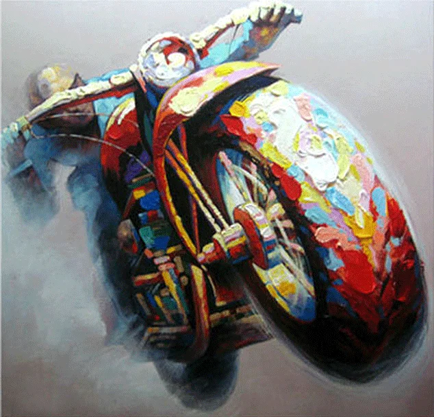 Modern Wall Paintings on Canvas_Motorcyclist-Decorative-Painting_680